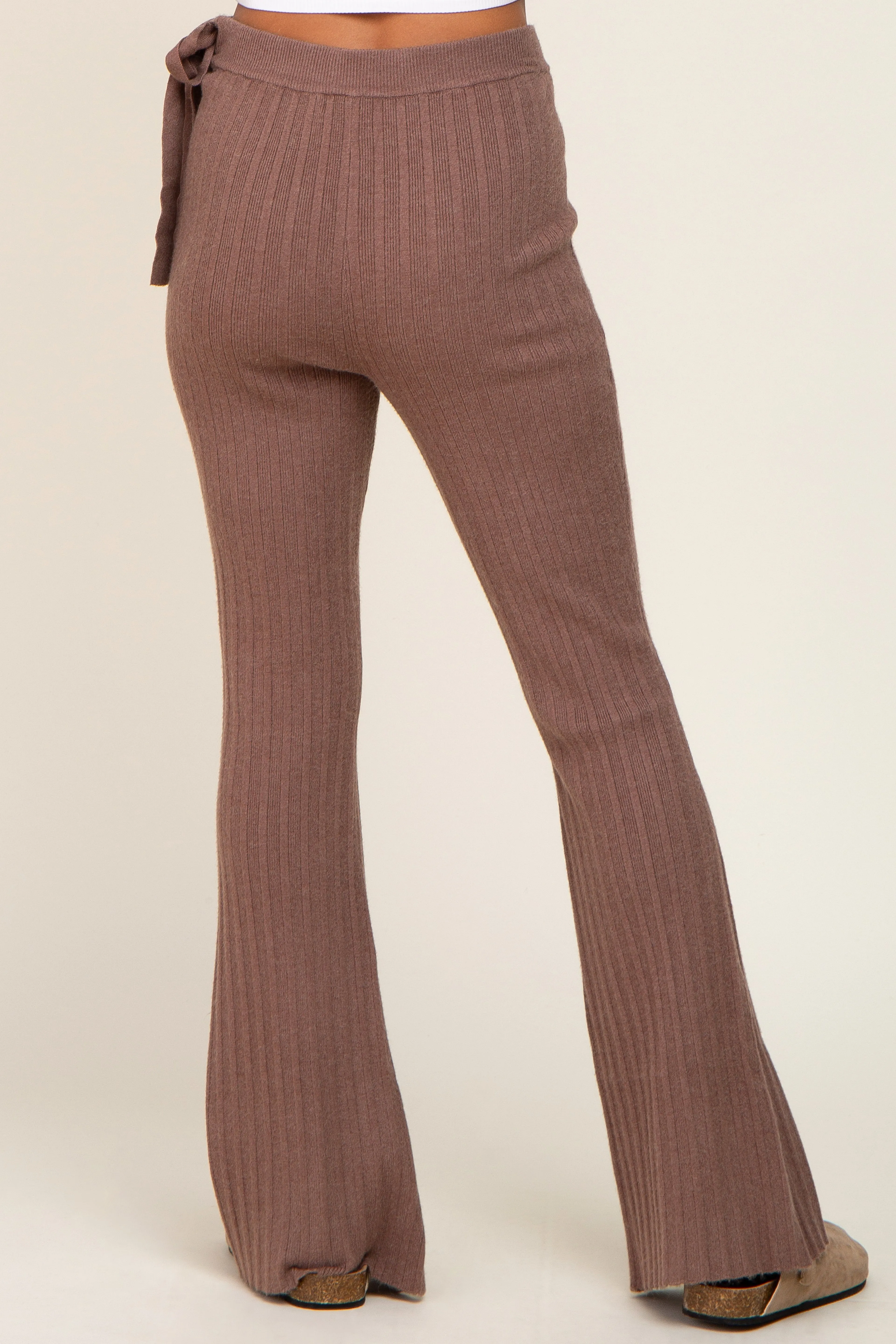 Mocha Side Tie Flare Knit Pants sold by Pinkblush product image thumbnail 4