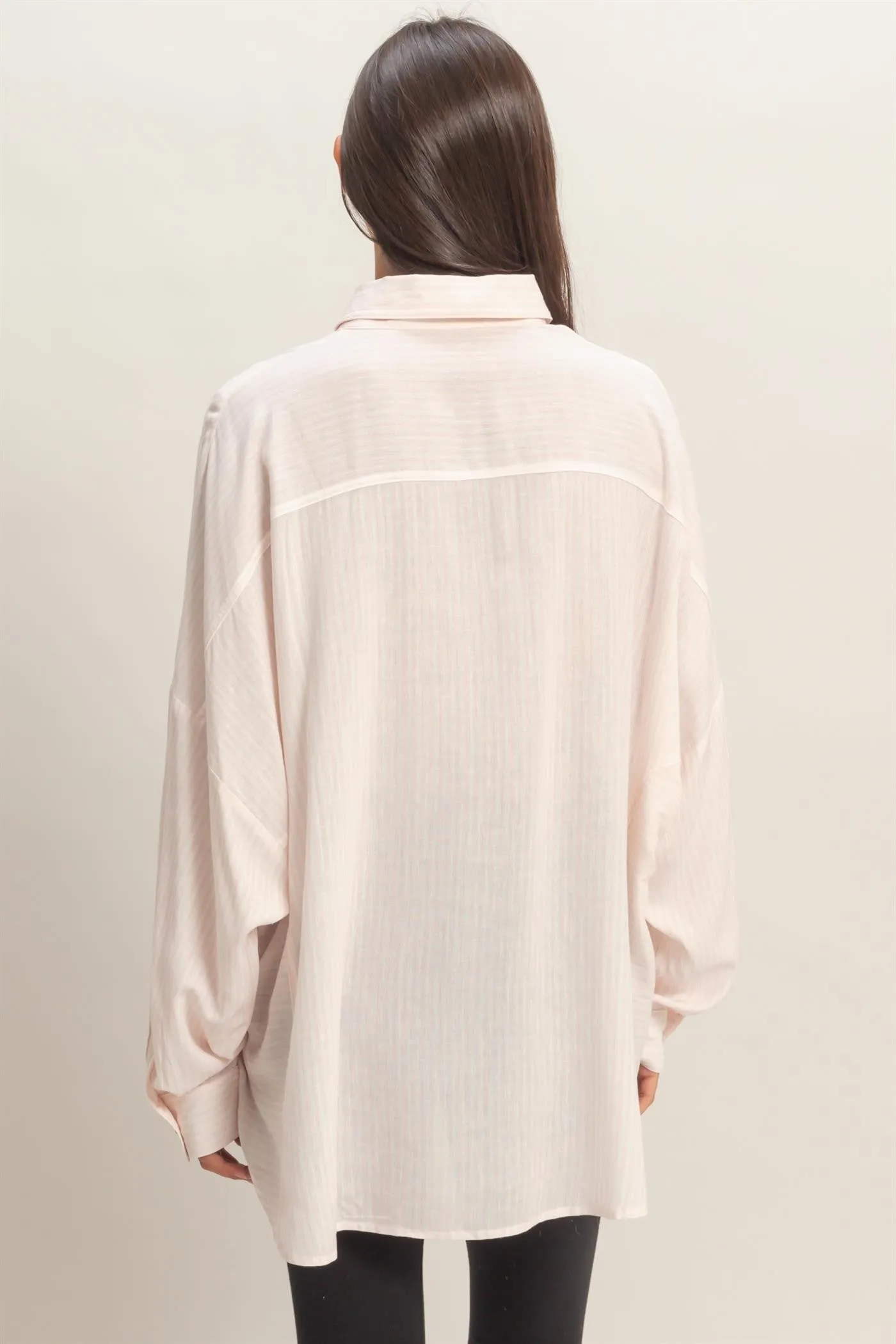 Pink Oversized Striped Button-Up Shirt sold by Pinkblush product image thumbnail 3