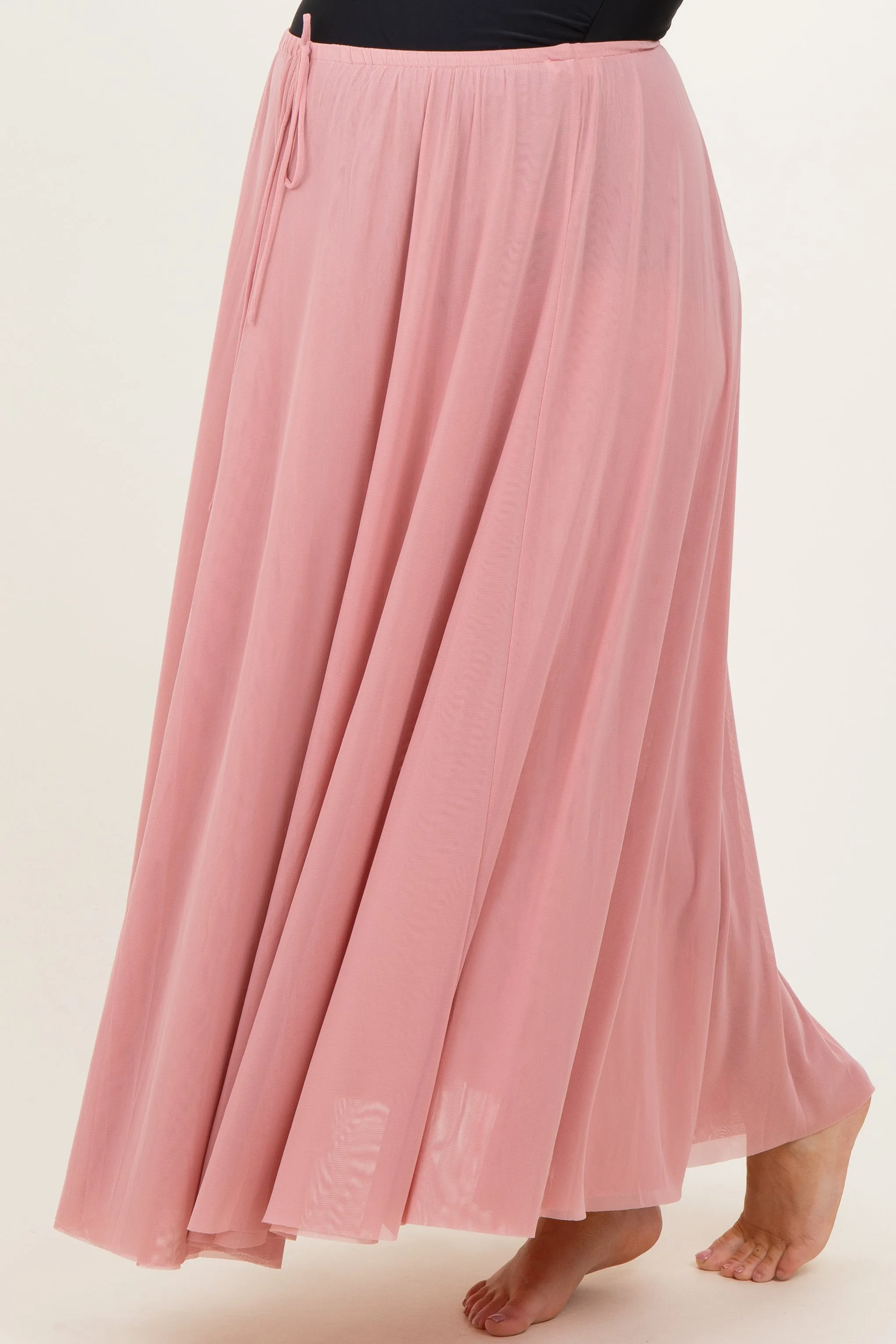 Pink Mesh Maternity Maxi Skirt sold by Pinkblush product image thumbnail 4