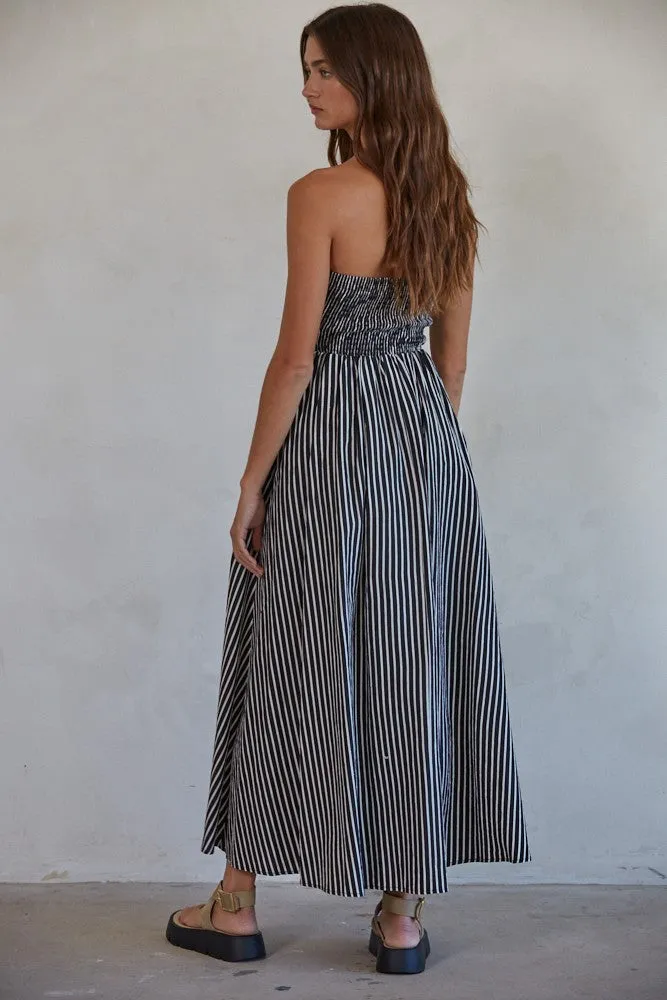 Black Striped Strapless Maxi Dress sold by Pinkblush product image thumbnail 2