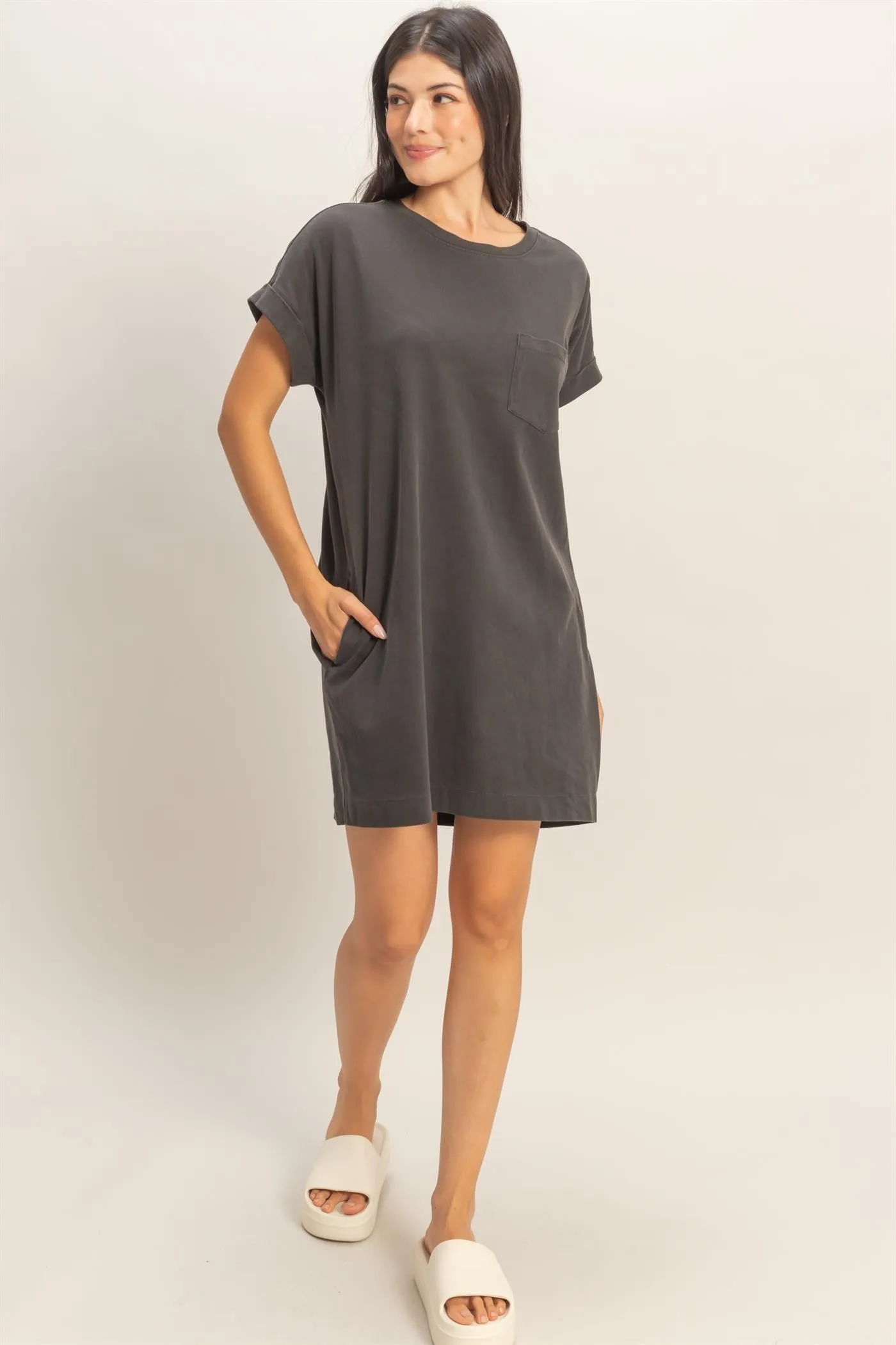 Charcoal T-Shirt Mini Dress sold by Pinkblush product image thumbnail 4