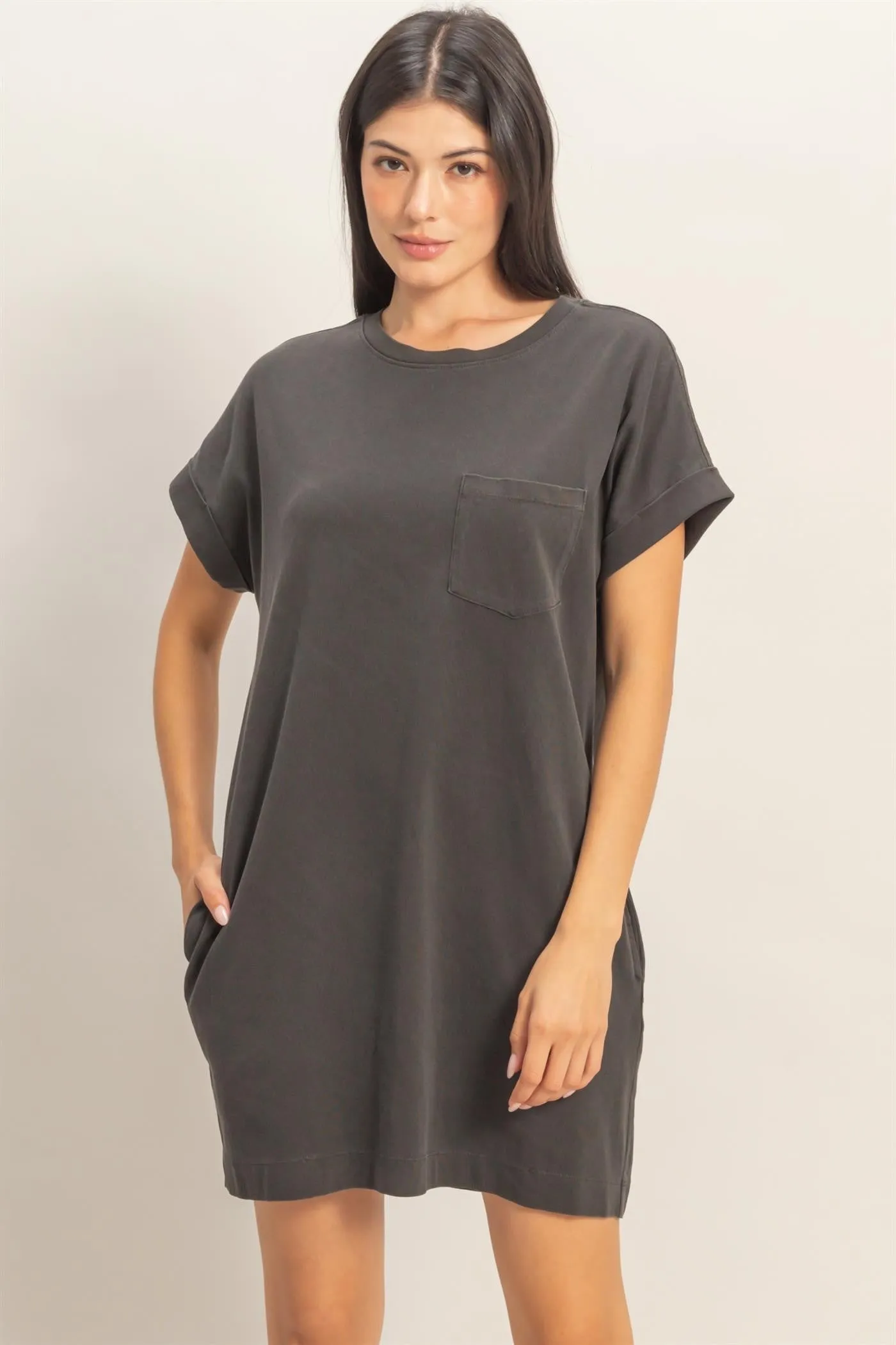 Charcoal T-Shirt Mini Dress sold by Pinkblush
