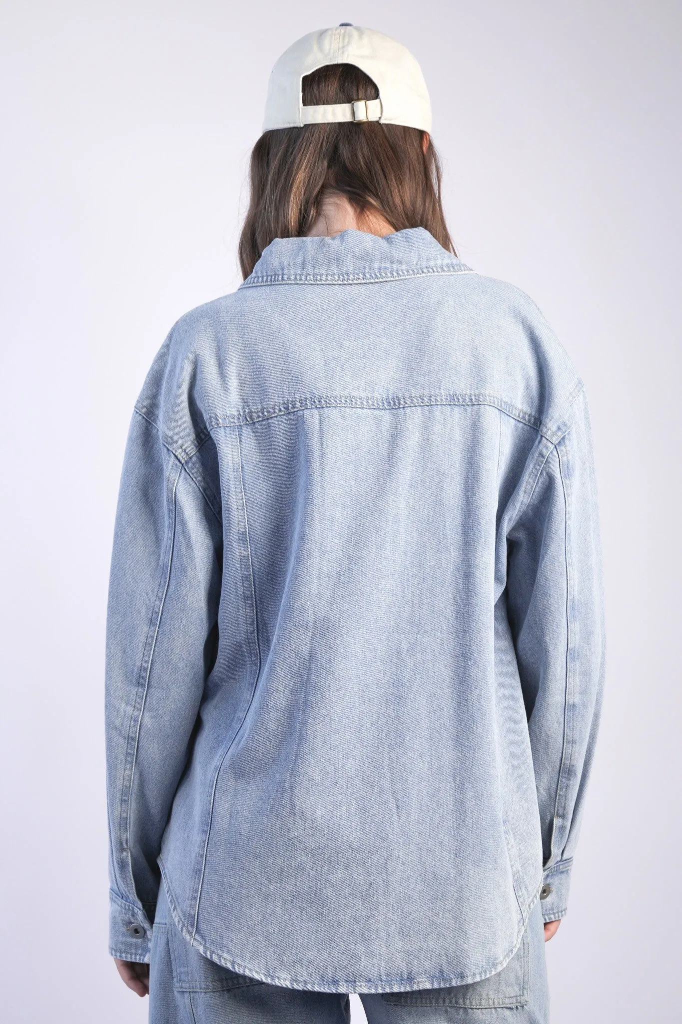 Light Indigo Oversized Denim Shirt Jacket sold by Pinkblush product image thumbnail 4