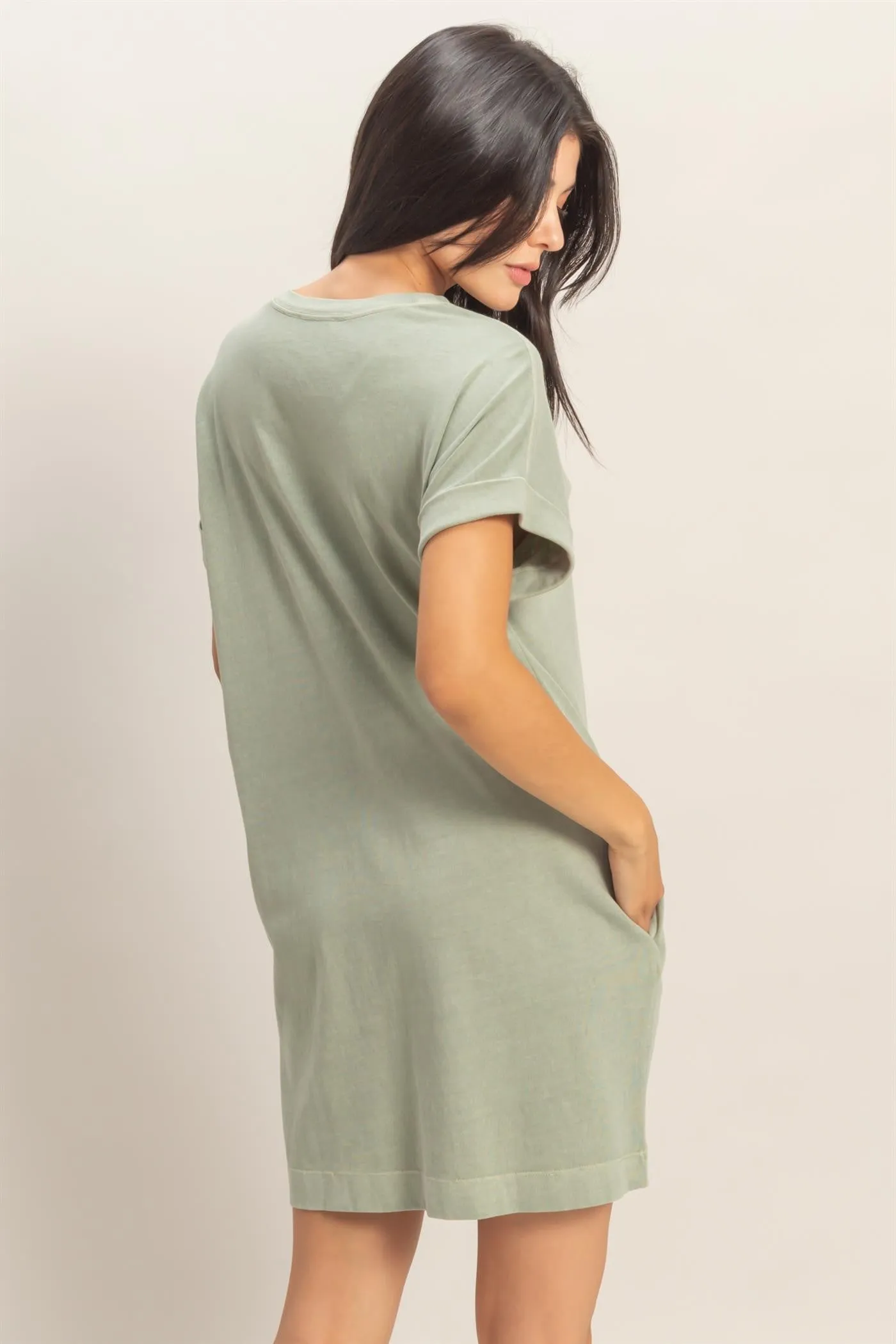 Sage Green T-Shirt Mini Dress sold by Pinkblush product image thumbnail 3
