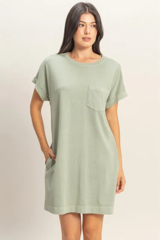 Sage Green T-Shirt Mini Dress sold by Pinkblush