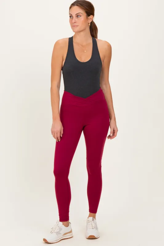 Wine Crossover Waistline Leggings sold by Pinkblush