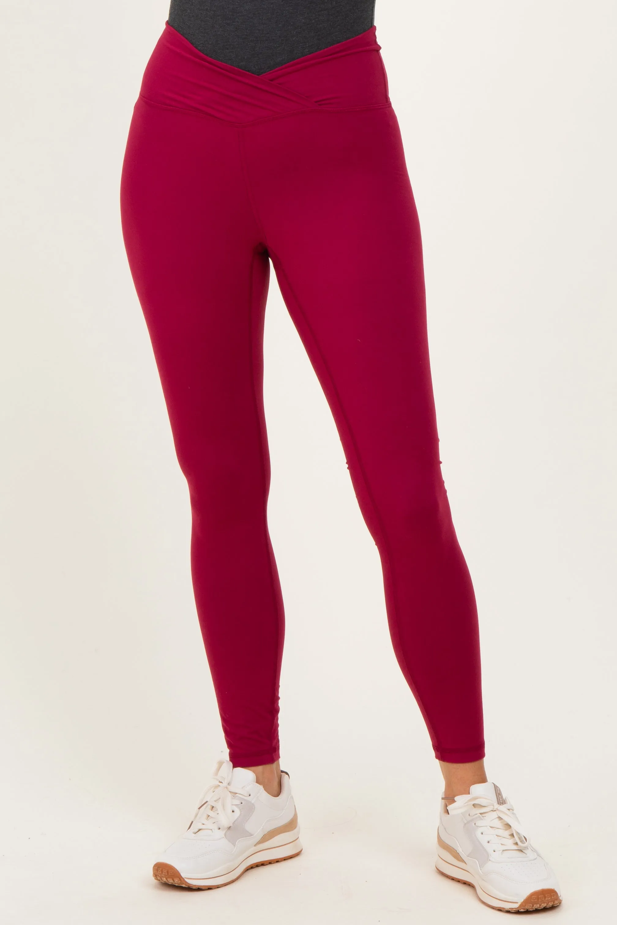 Wine Crossover Waistline Leggings sold by Pinkblush product image thumbnail 2