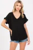 Black V-Neck Pocket Short Sleeve Maternity Shirt sold by Pinkblush
