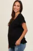 Black V-Neck Pocket Short Sleeve Maternity Shirt sold by Pinkblush