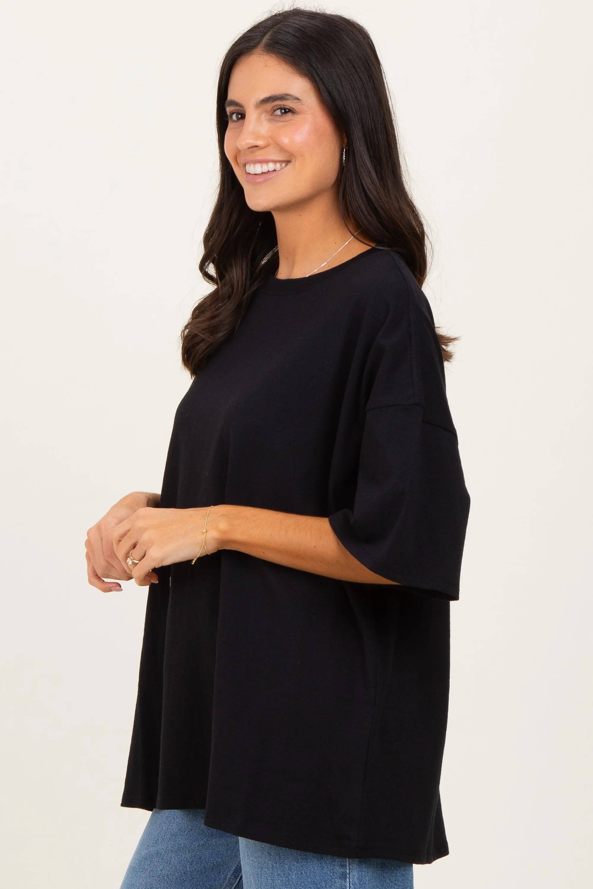 Black Cotton Oversized Tee sold by Pinkblush product image thumbnail 3