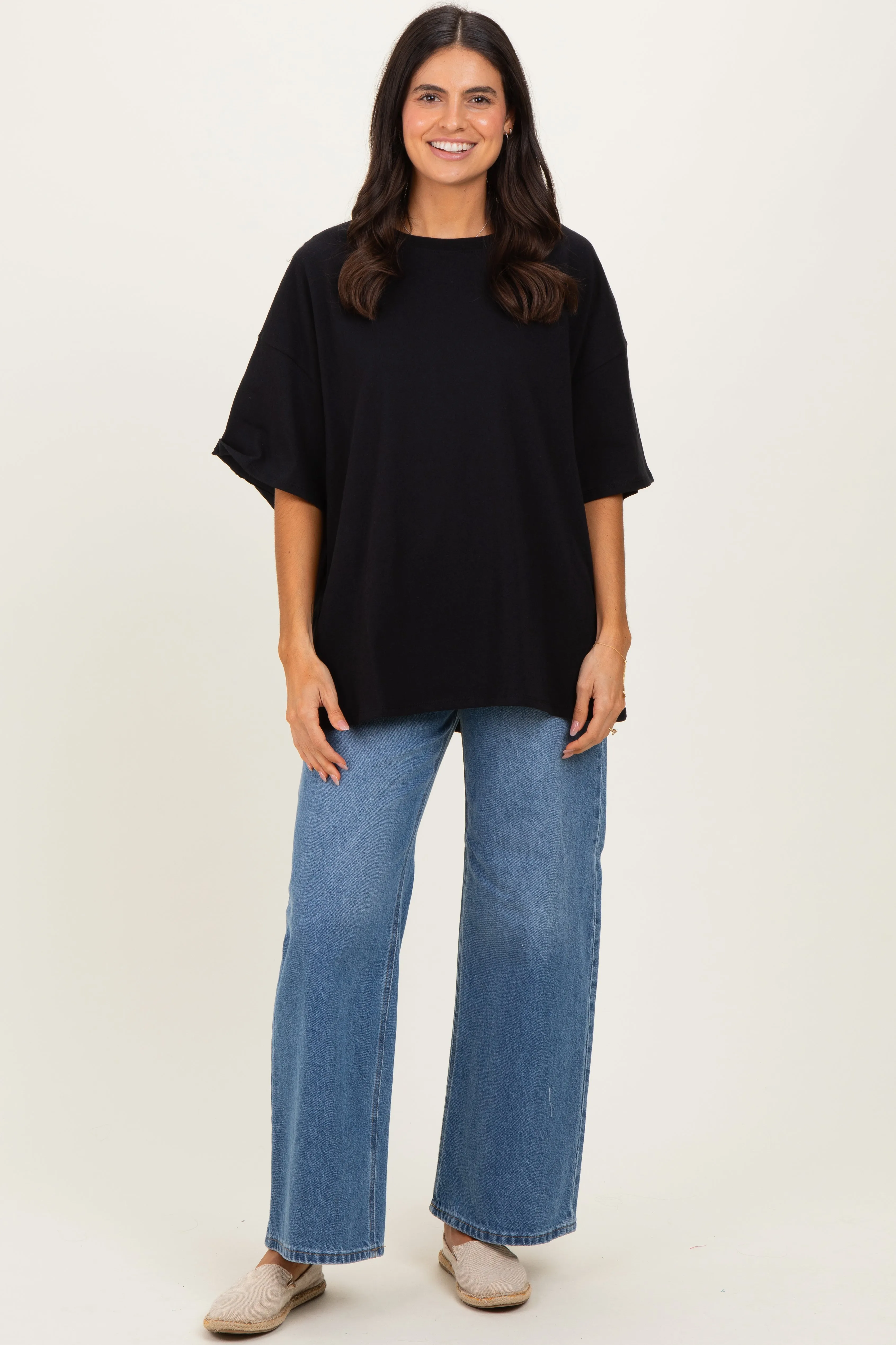 Black Cotton Oversized Tee sold by Pinkblush product image thumbnail 2