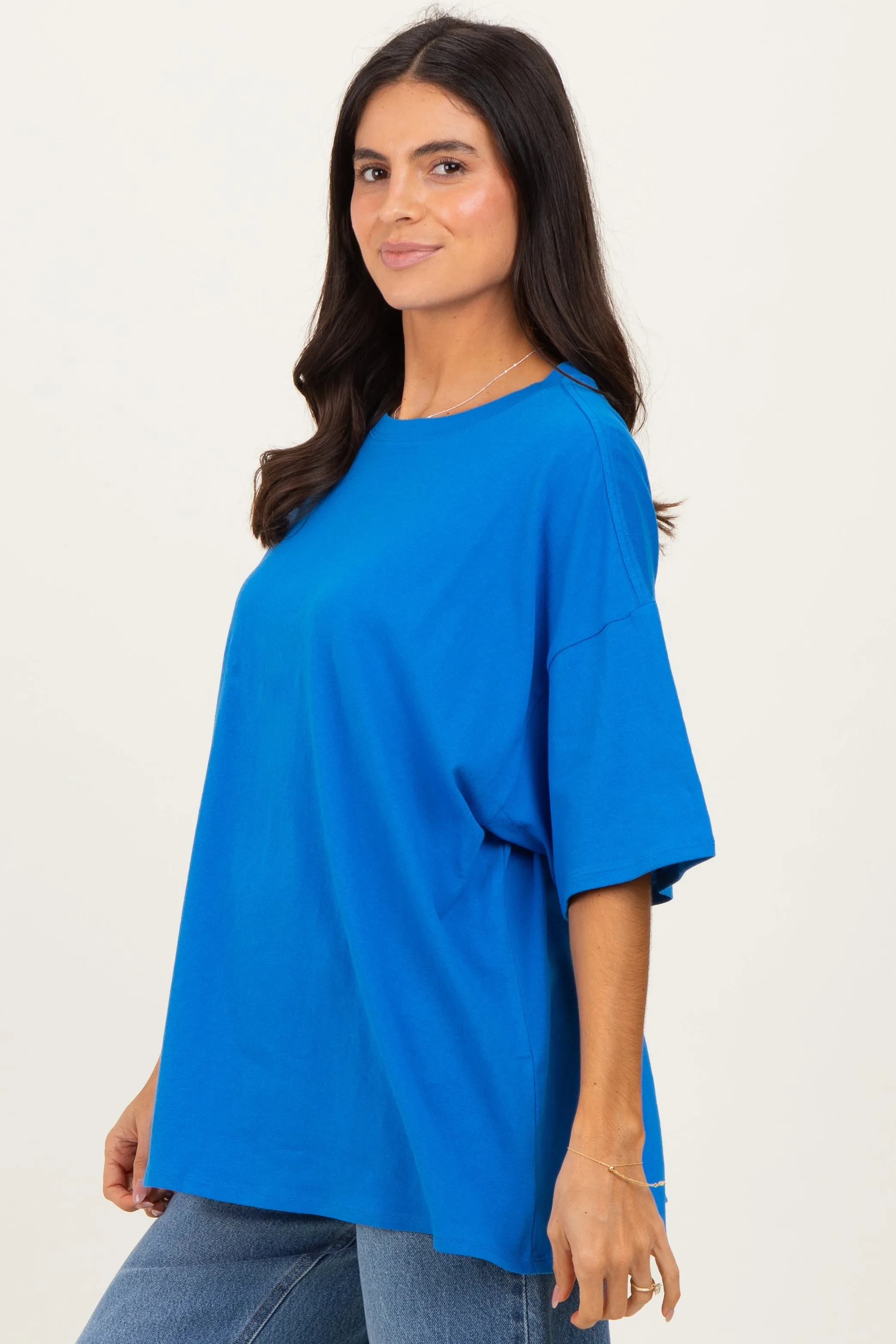 Ocean BlueCotton Oversized Tee sold by Pinkblush product image thumbnail 3