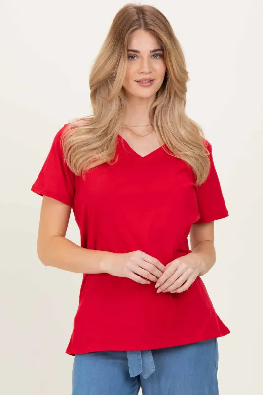 Ruby Oversized V-Neck Short Sleeve Tee sold by Pinkblush