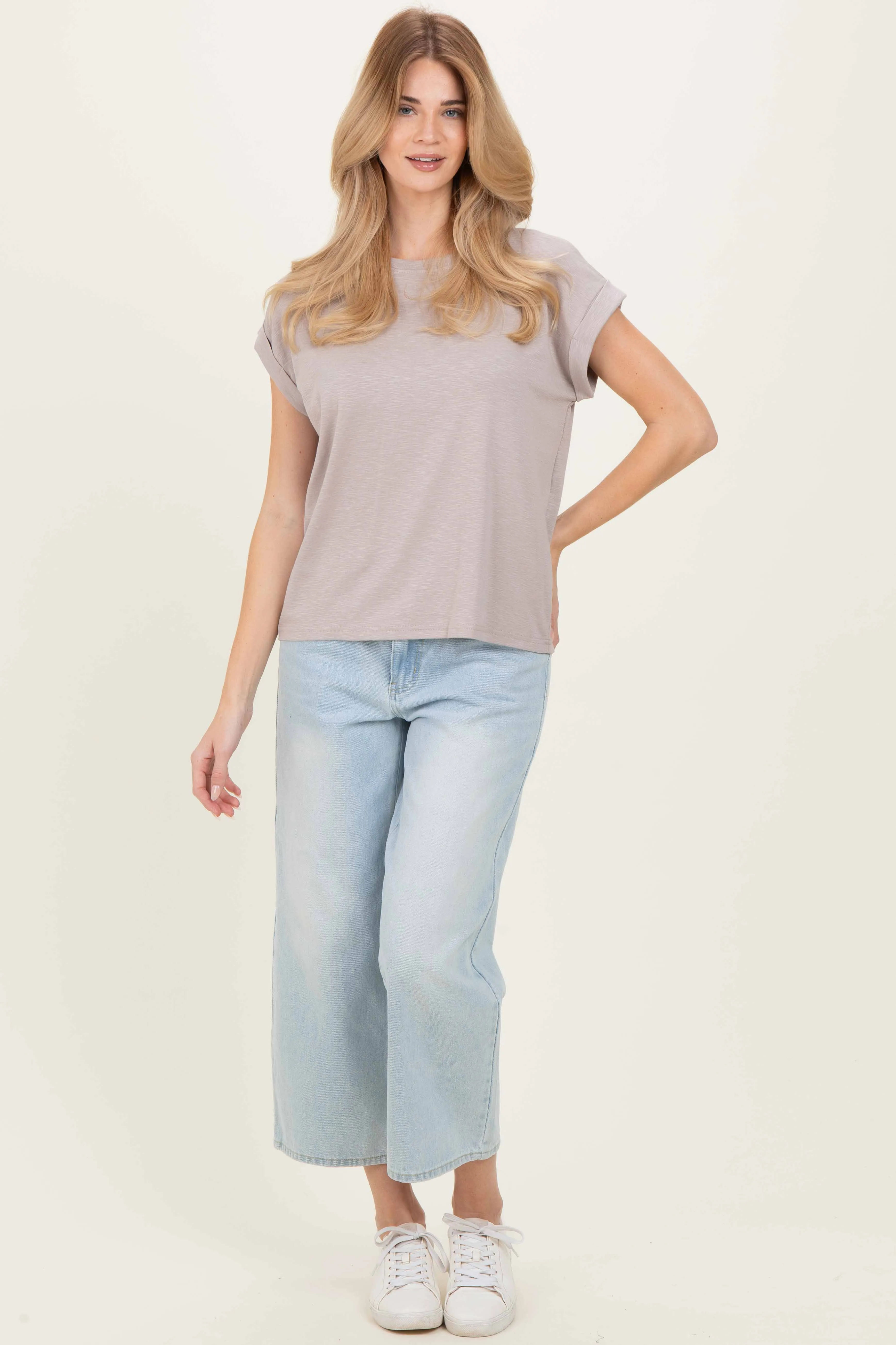 Ash Mocha Rolled Short Sleeve Tee sold by Pinkblush product image thumbnail 2