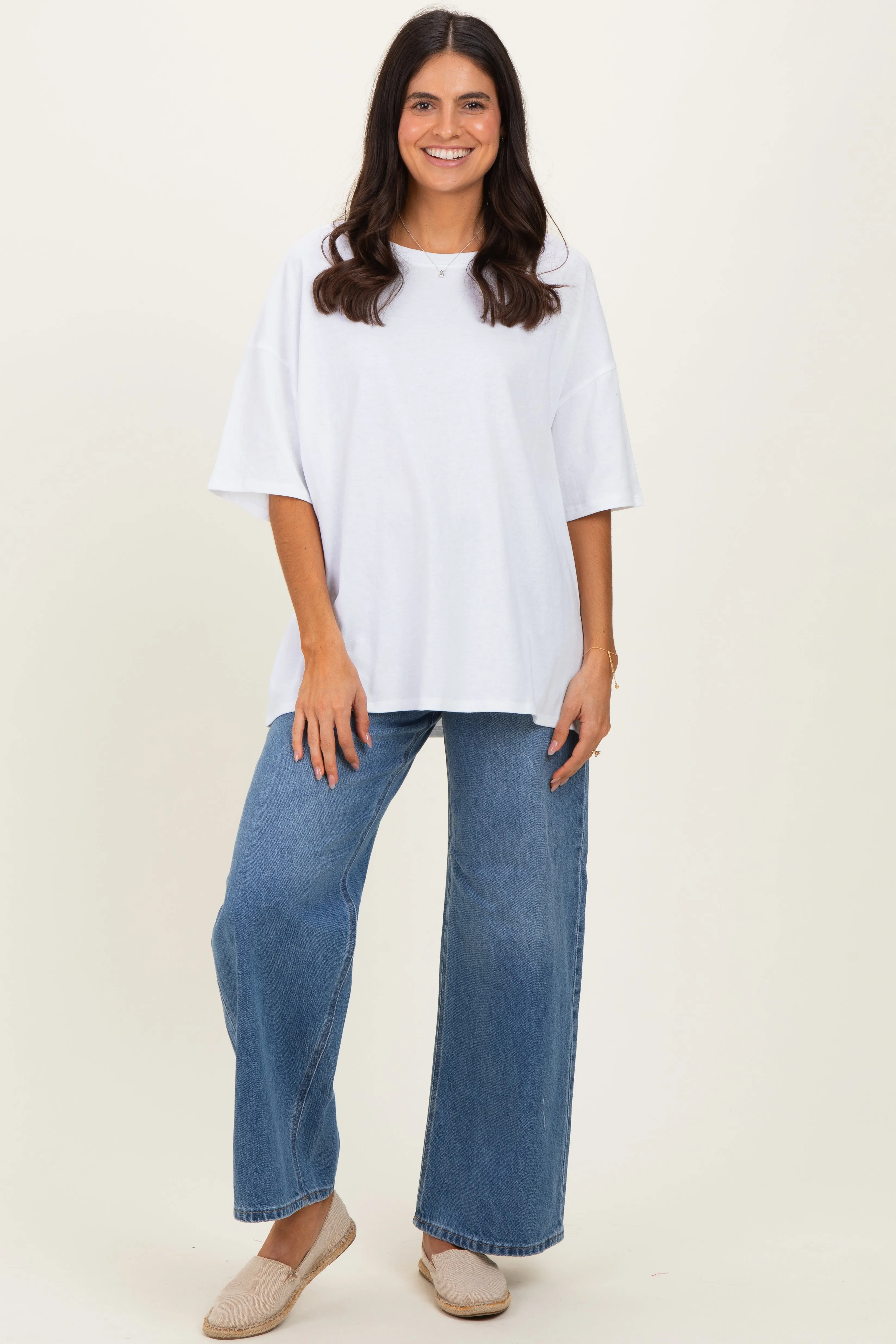 White Cotton Oversized Tee sold by Pinkblush product image thumbnail 2