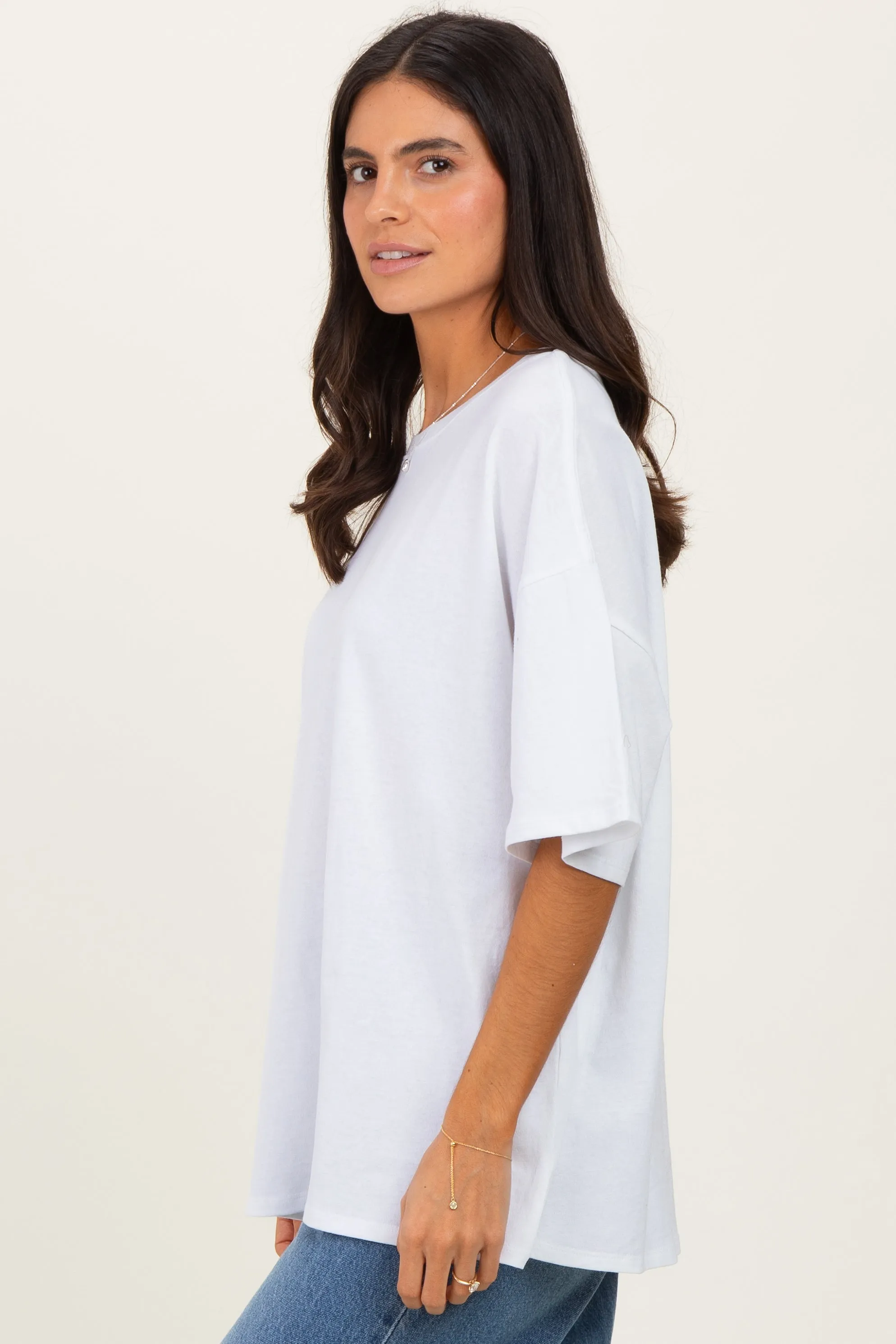 White Cotton Oversized Tee sold by Pinkblush product image thumbnail 3