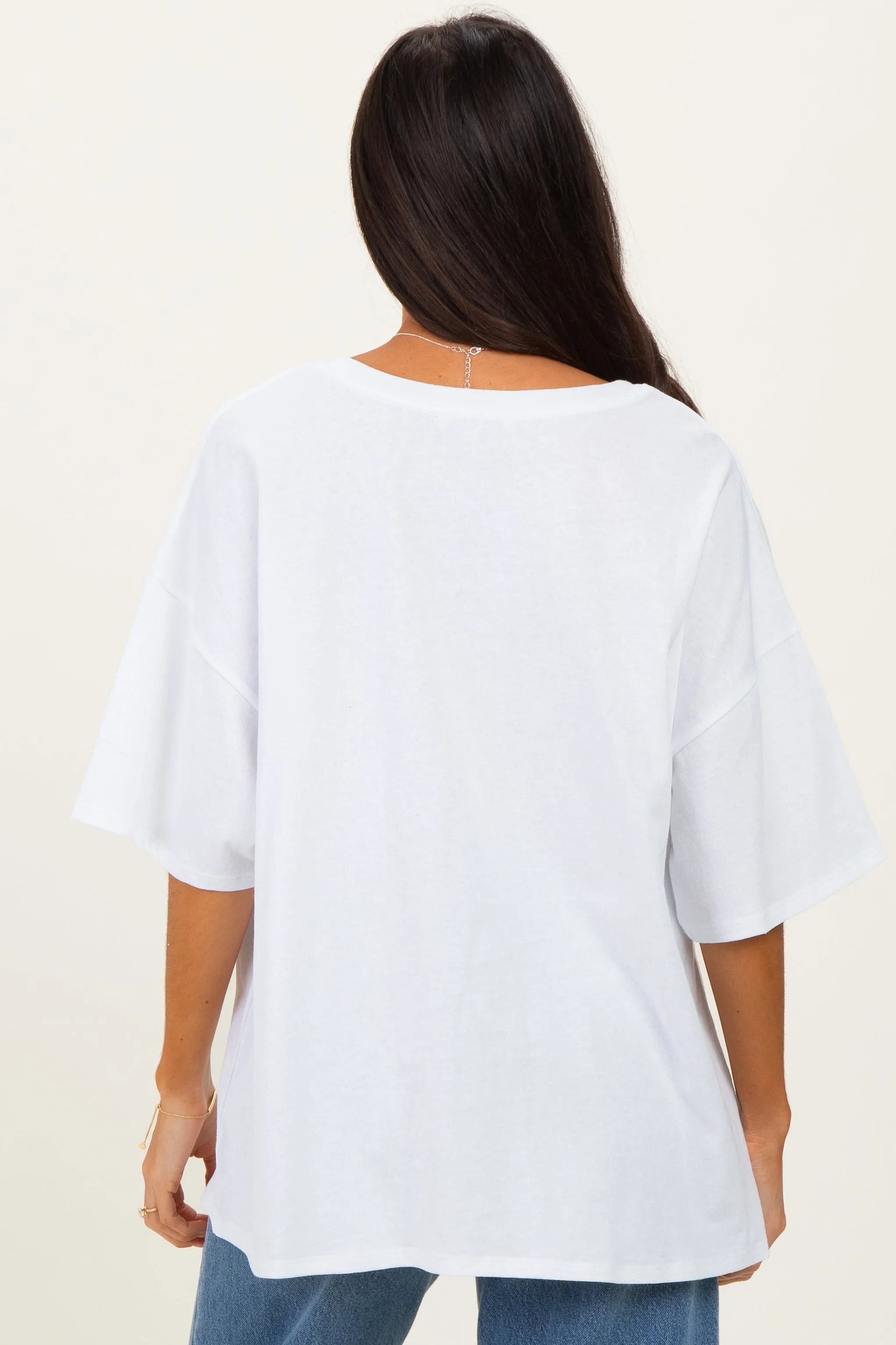 White Cotton Oversized Tee sold by Pinkblush product image thumbnail 4