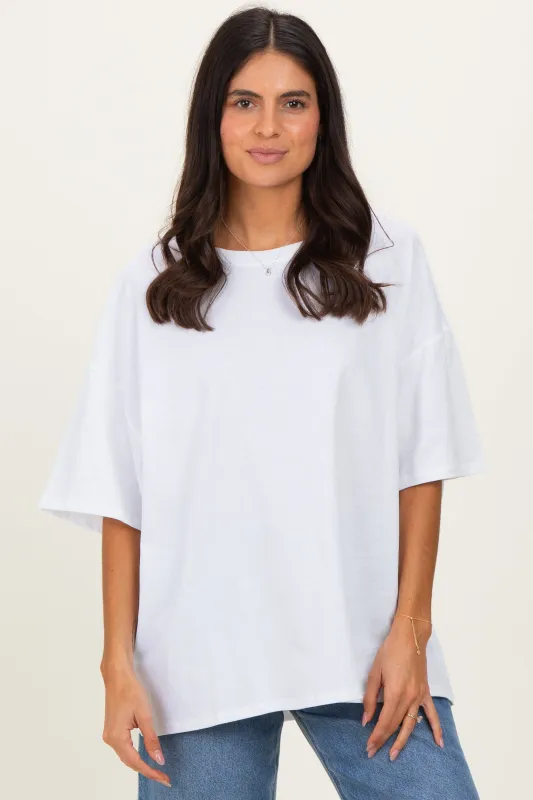 White Cotton Oversized Tee sold by Pinkblush