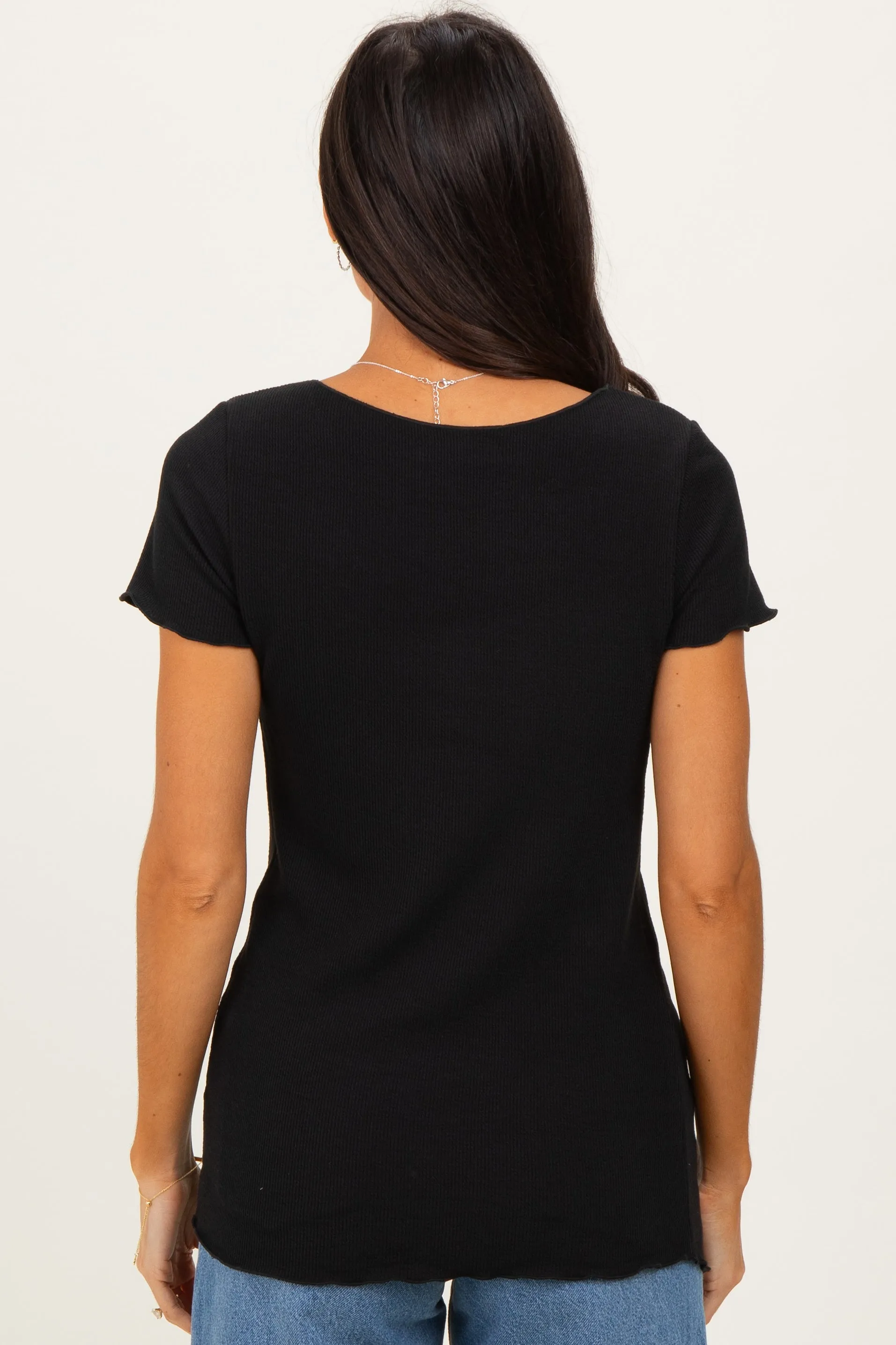 Black Ruffle Edge Short Sleeve Top sold by Pinkblush product image thumbnail 4