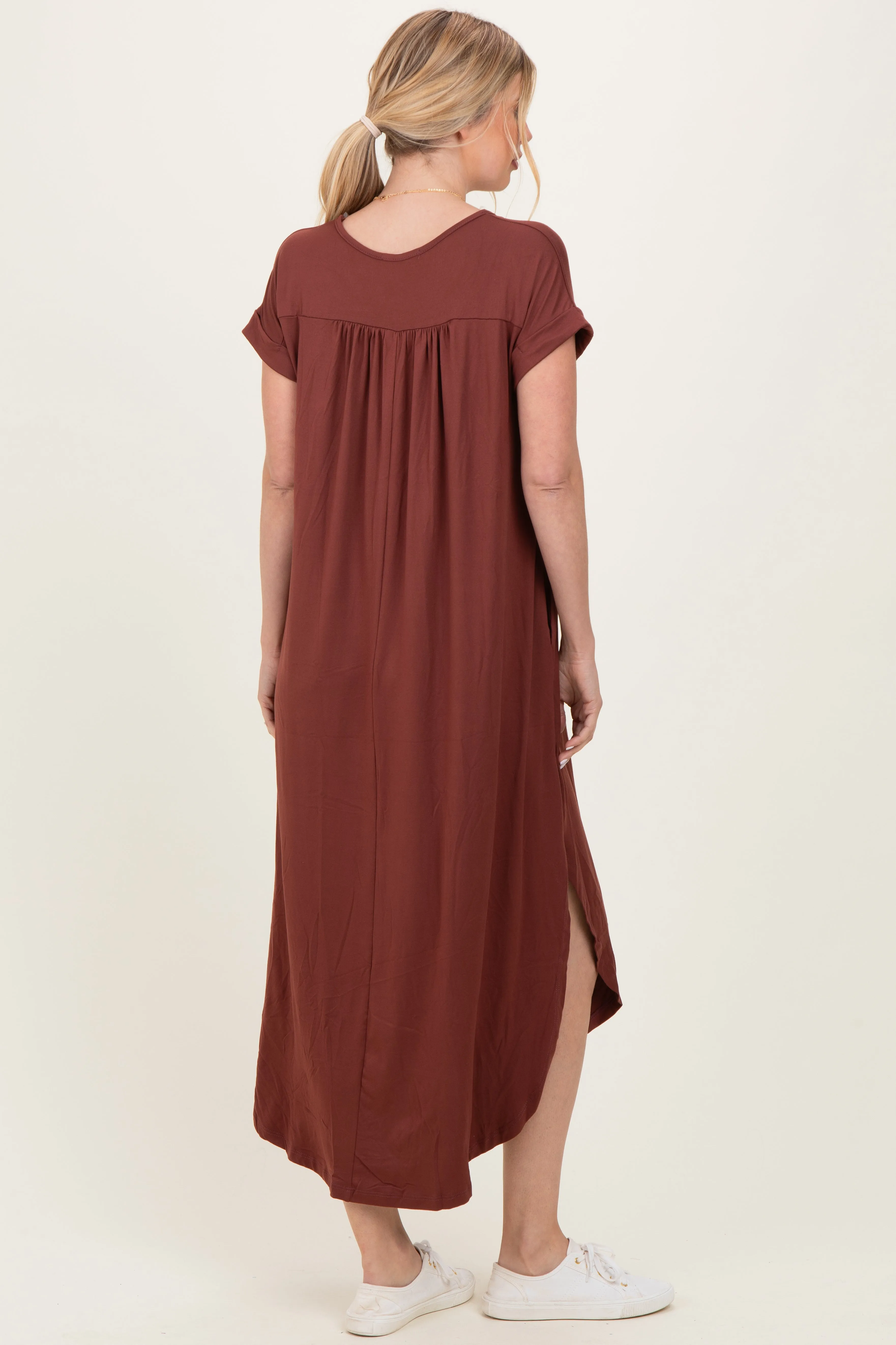 Chocolate Side Slit Maxi Dress sold by Pinkblush product image thumbnail 4