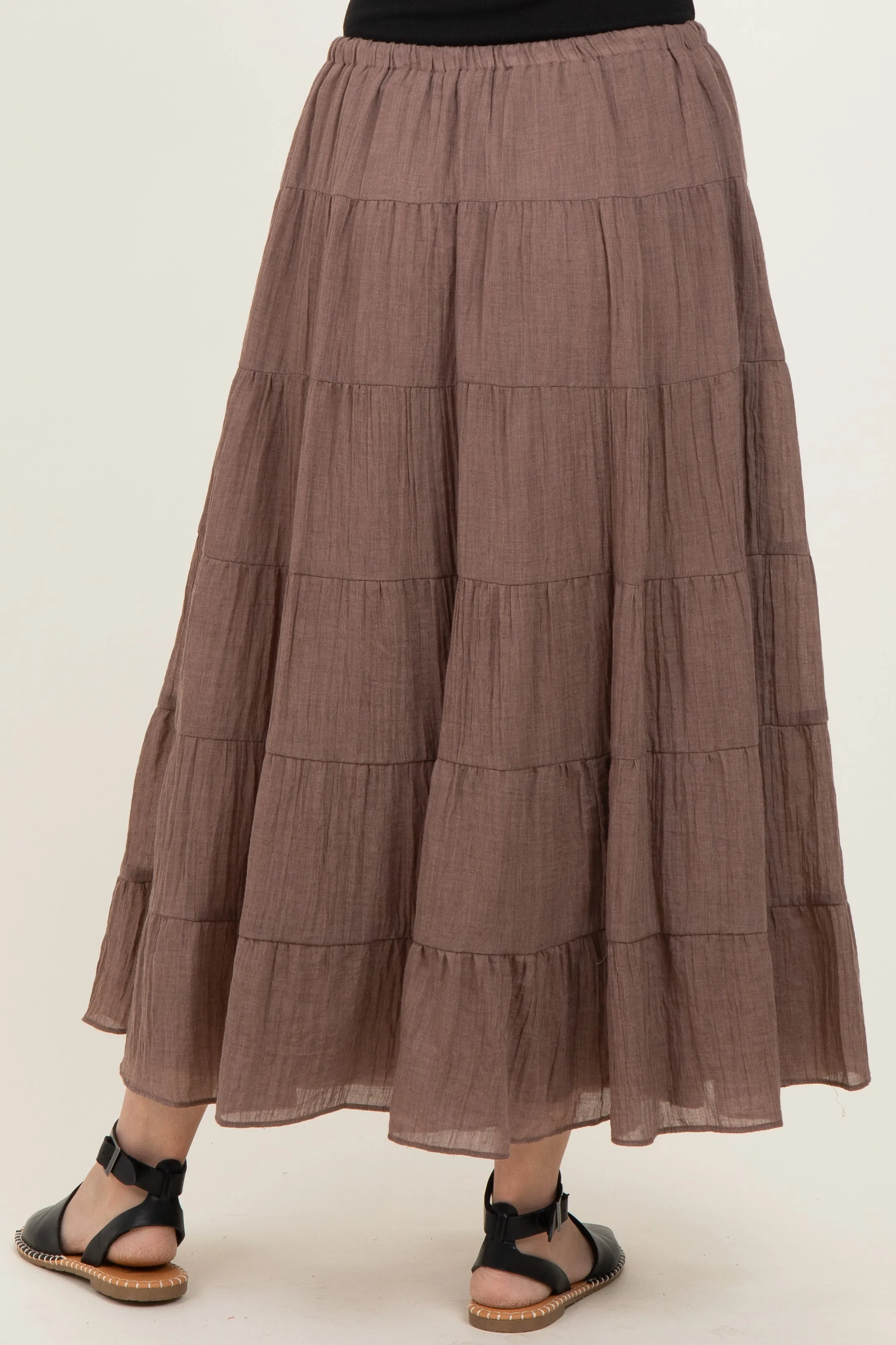 Mocha Tiered Drawstring Maxi Skirt sold by Pinkblush product image thumbnail 5