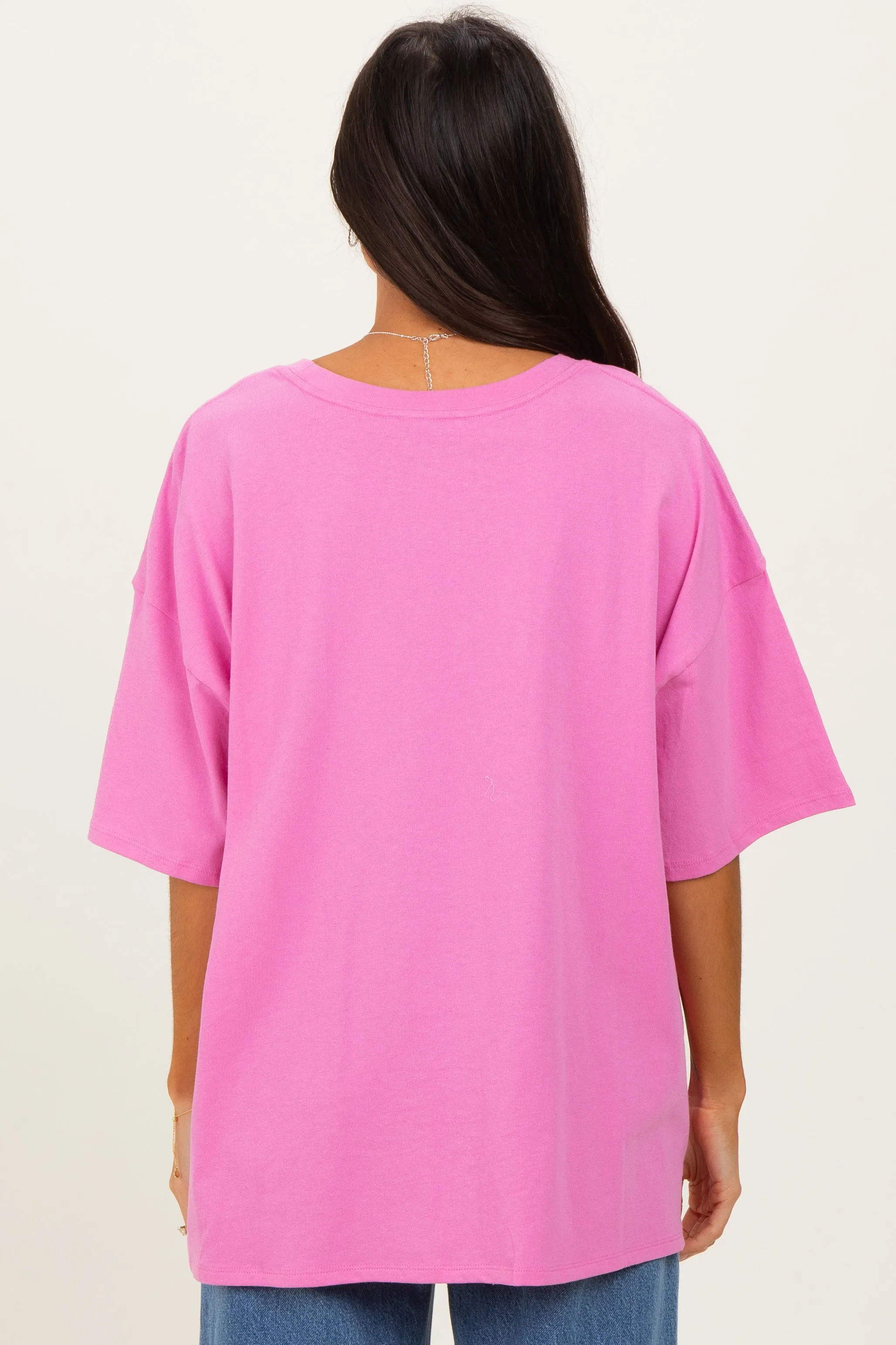 Candy Pink Cotton Oversized Tee sold by Pinkblush product image thumbnail 4