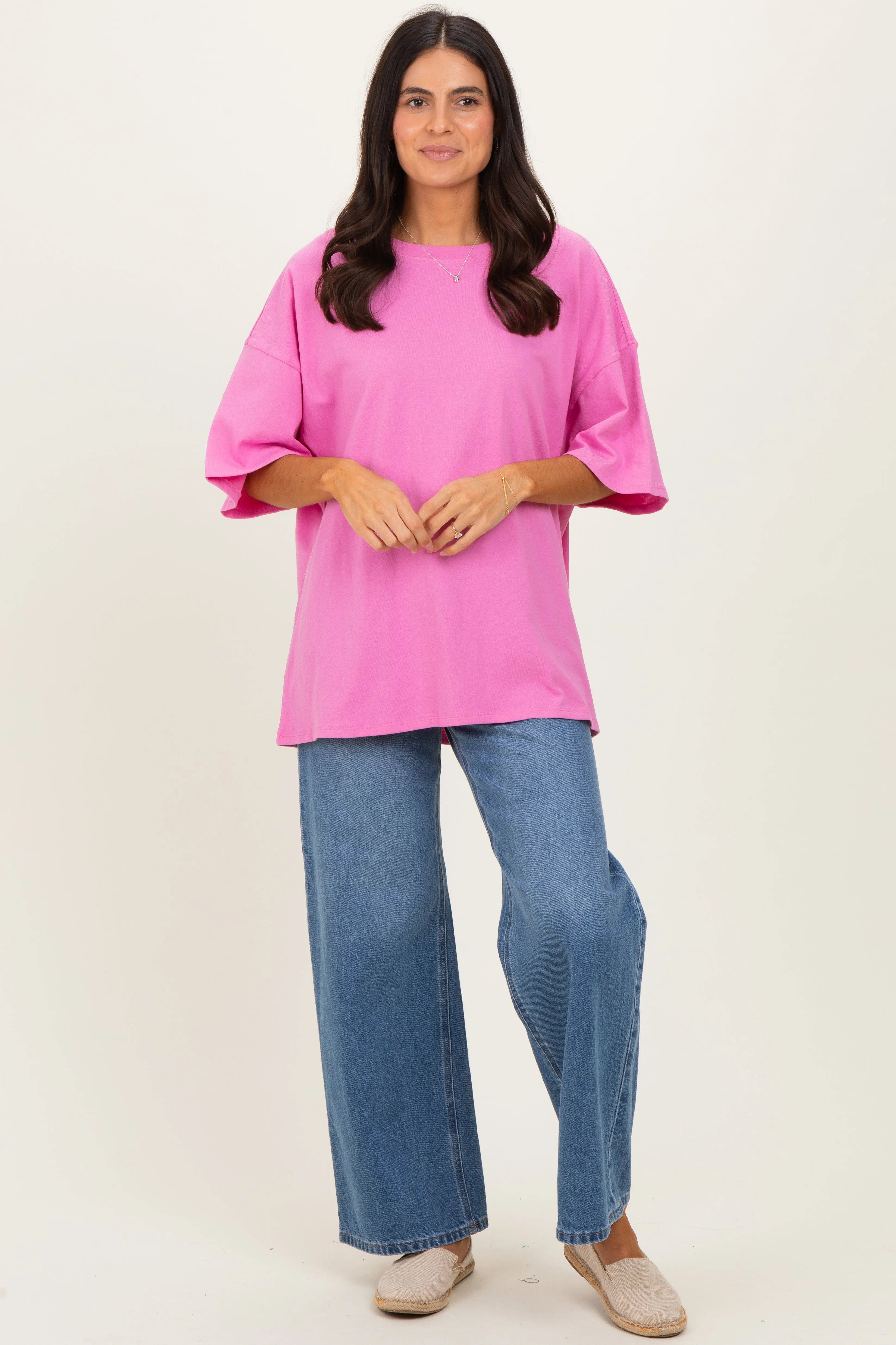 Candy Pink Cotton Oversized Tee sold by Pinkblush product image thumbnail 2
