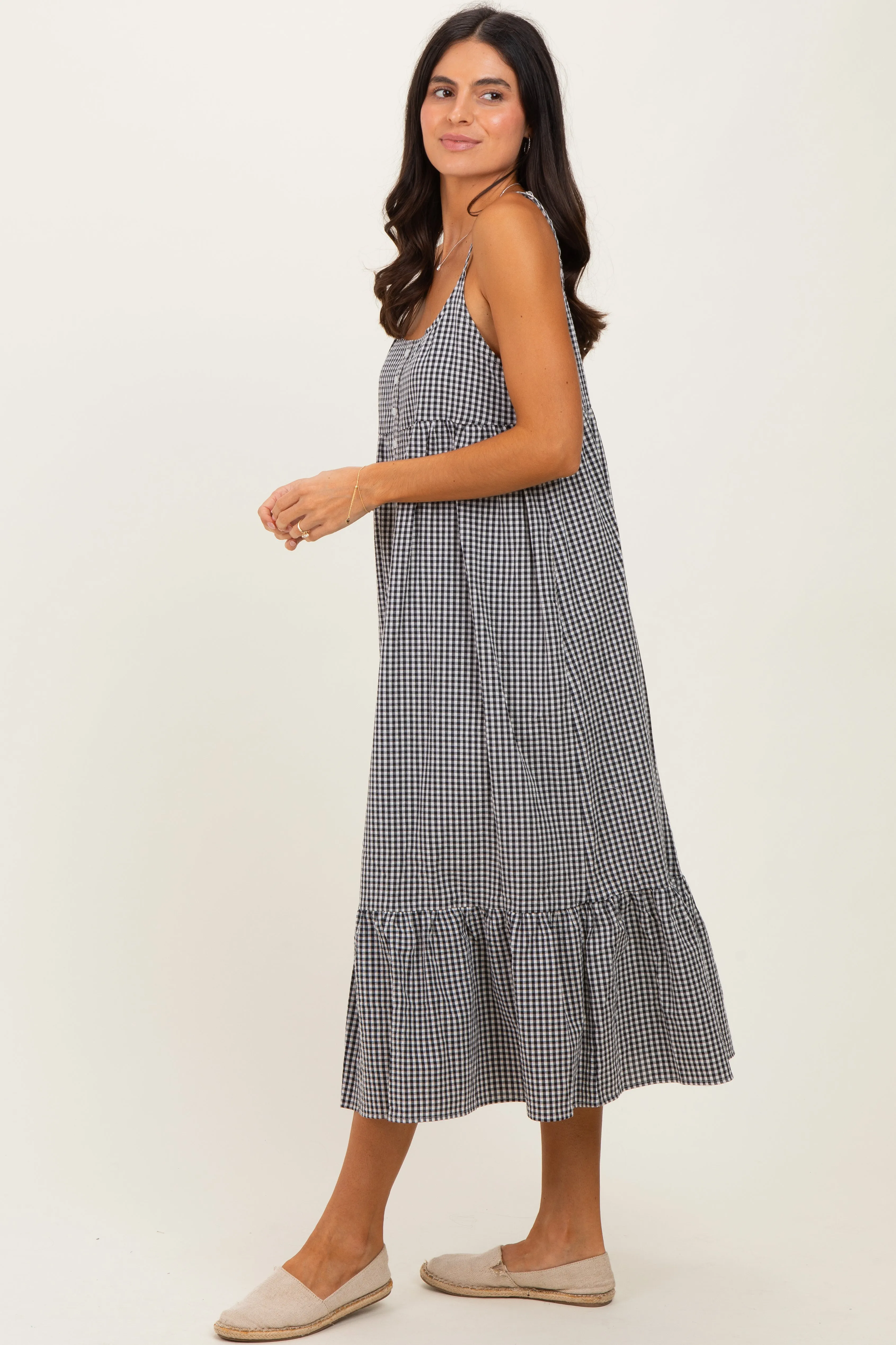 Black Gingham Sleeveless Midi Dress sold by Pinkblush product image thumbnail 3