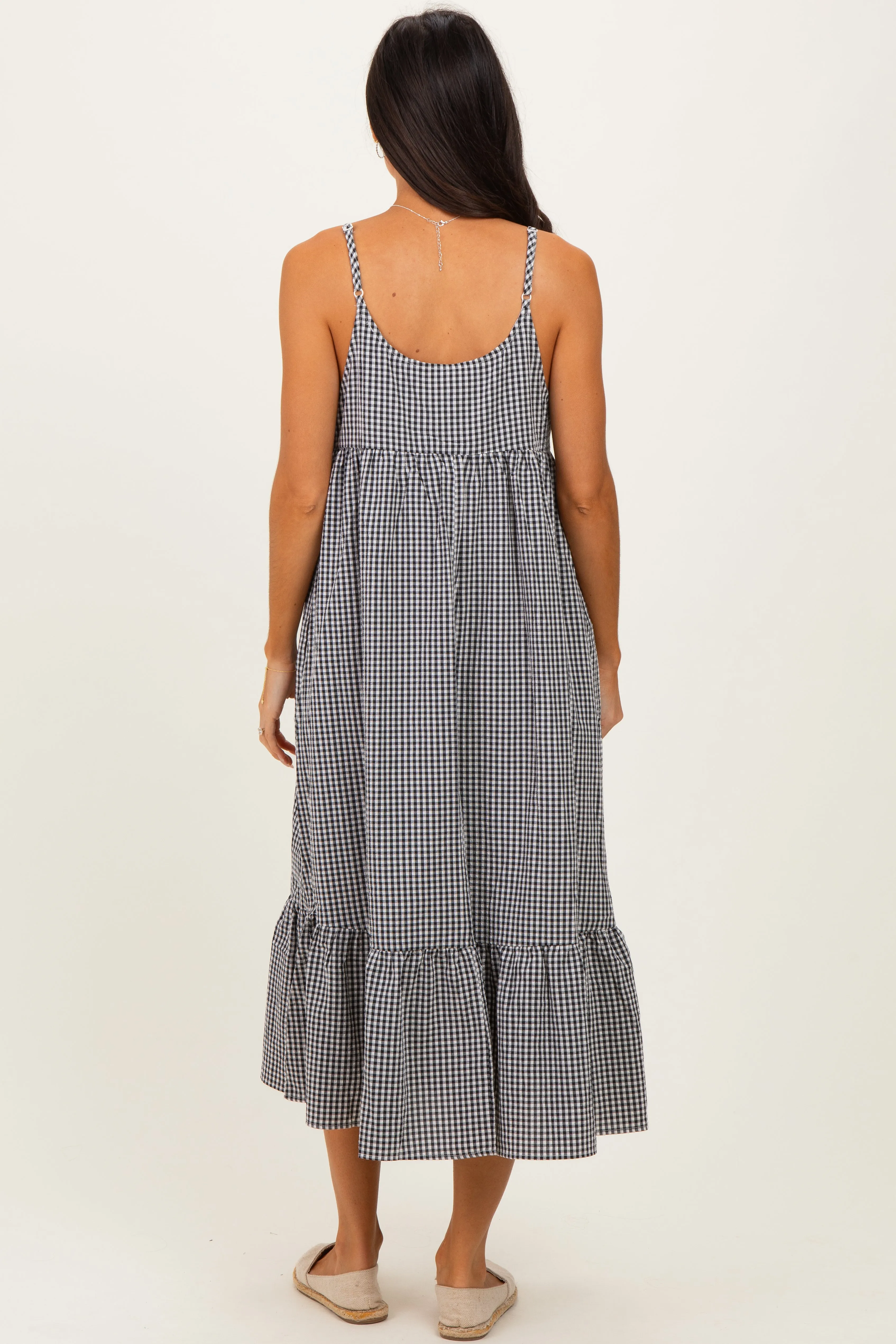 Black Gingham Sleeveless Midi Dress sold by Pinkblush product image thumbnail 4