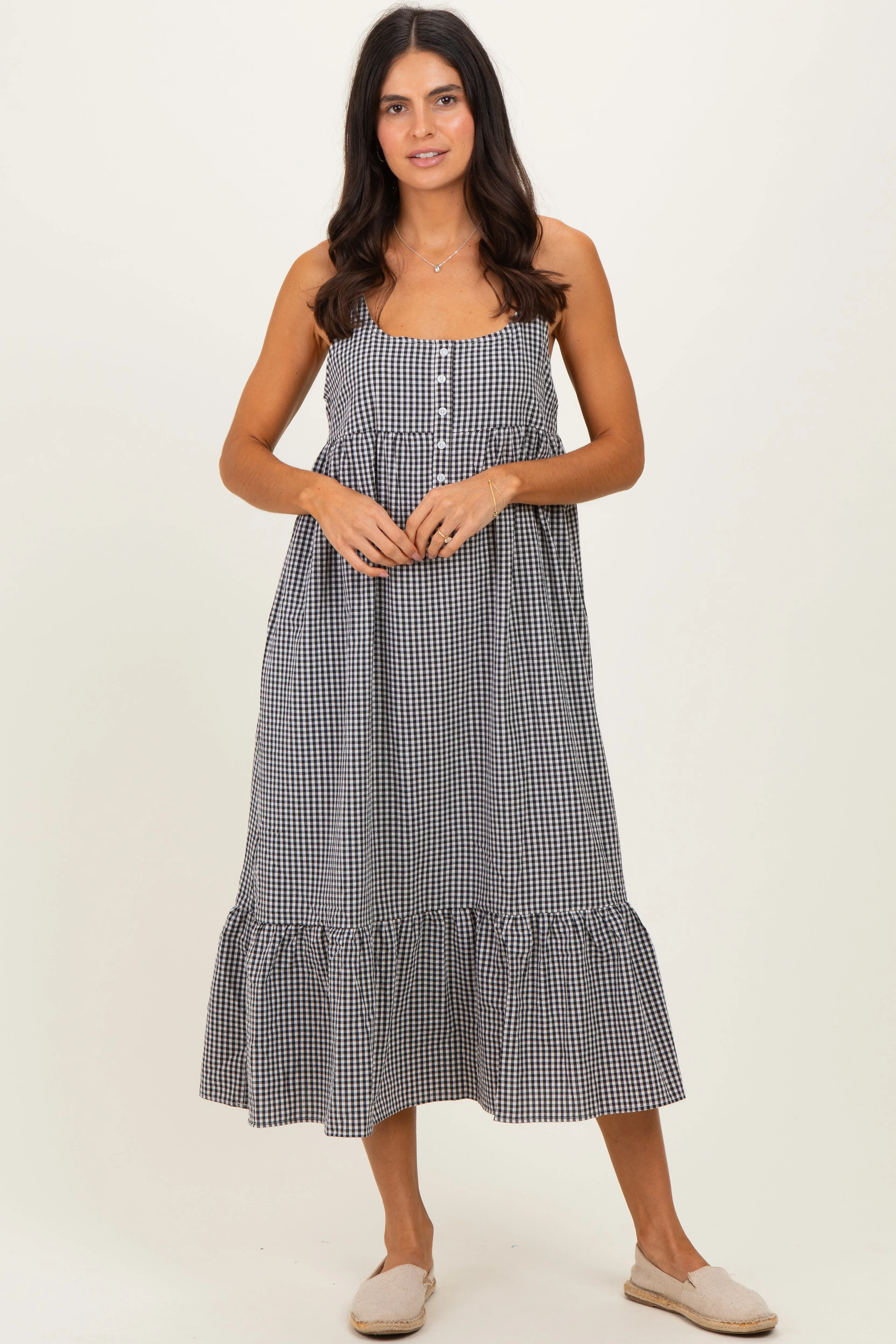 Black Gingham Sleeveless Midi Dress sold by Pinkblush product image thumbnail 2