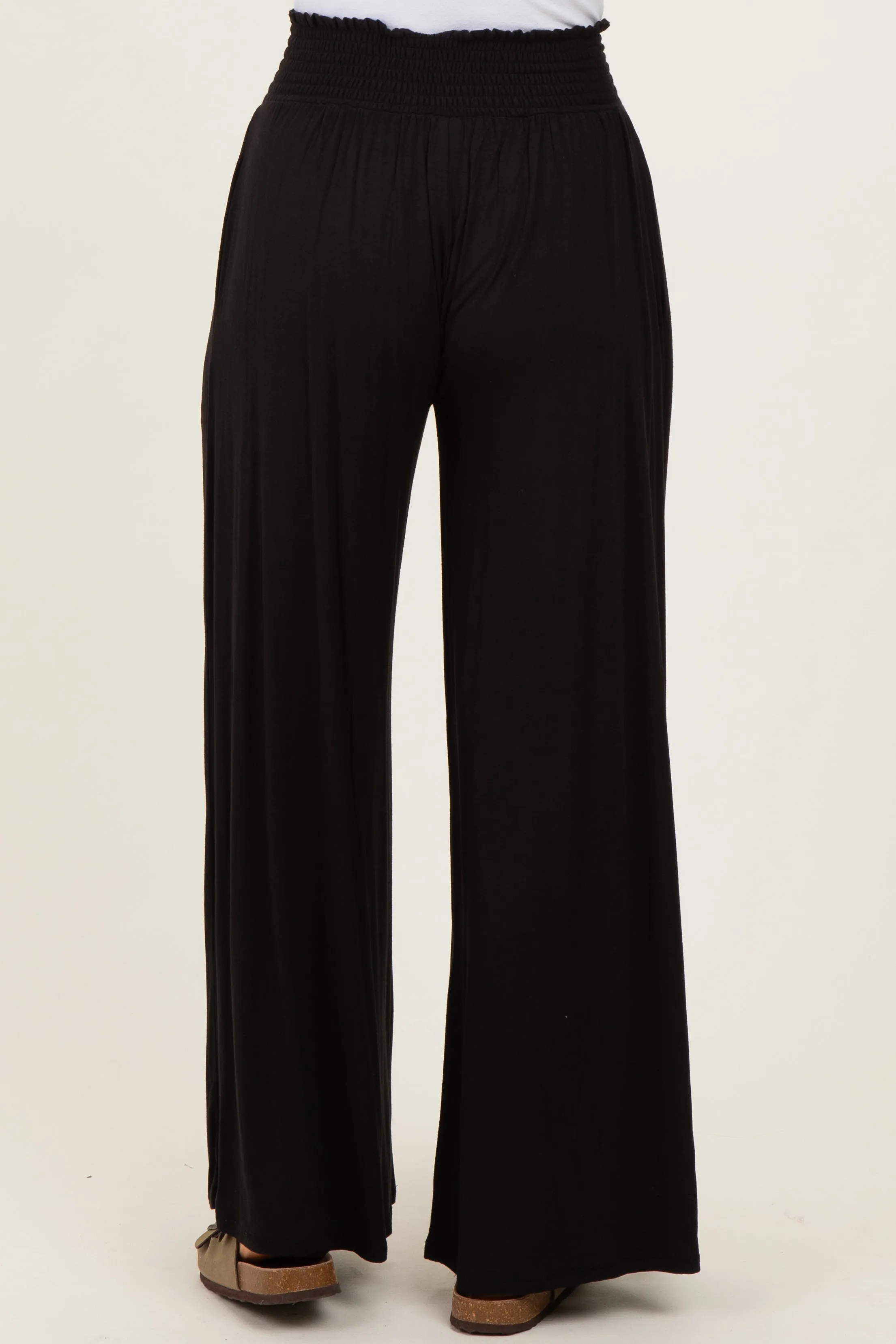 Black Smocked Waist Wide Leg Pants sold by Pinkblush product image thumbnail 5