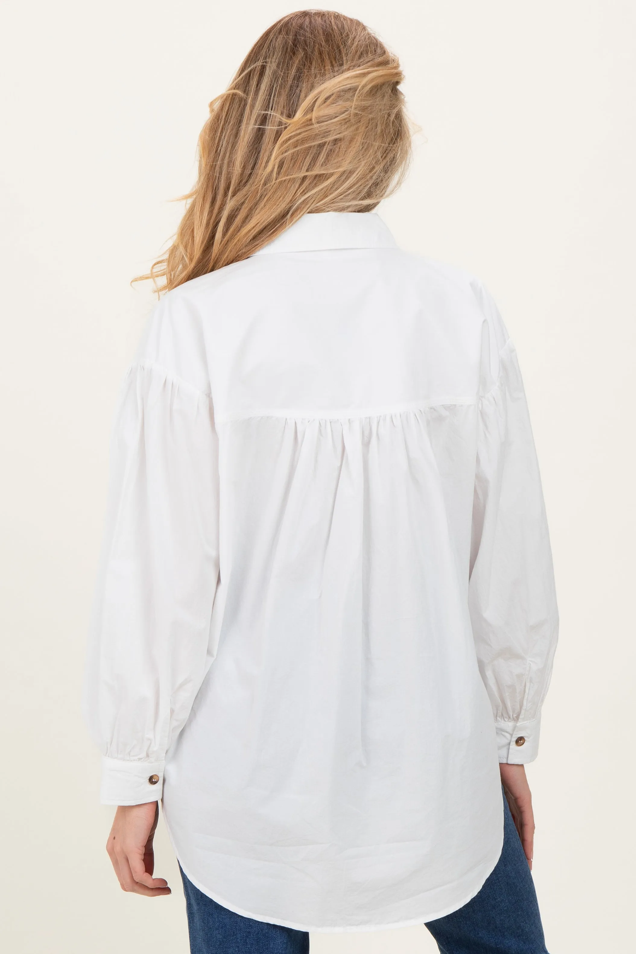 Ivory Button Down Lightweight Casual Maternity Shirt sold by Pinkblush product image thumbnail 3