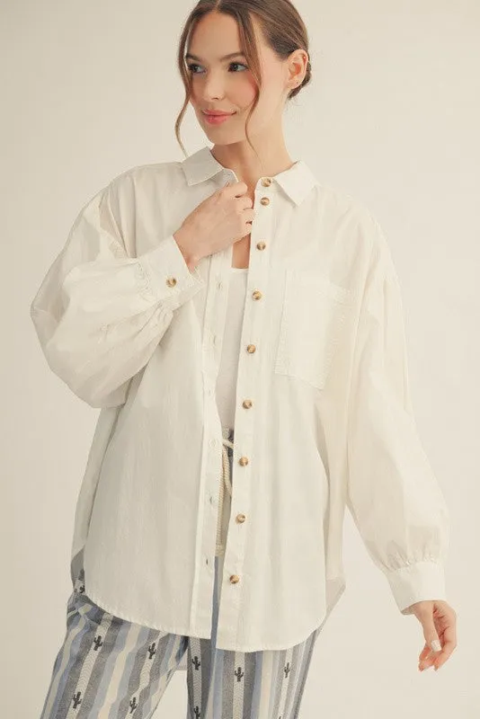 Ivory Button Down Lightweight Casual Maternity Shirt sold by Pinkblush product image thumbnail 4