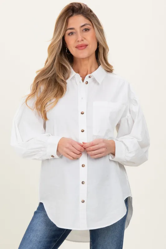 Ivory Button Down Lightweight Casual Maternity Shirt sold by Pinkblush