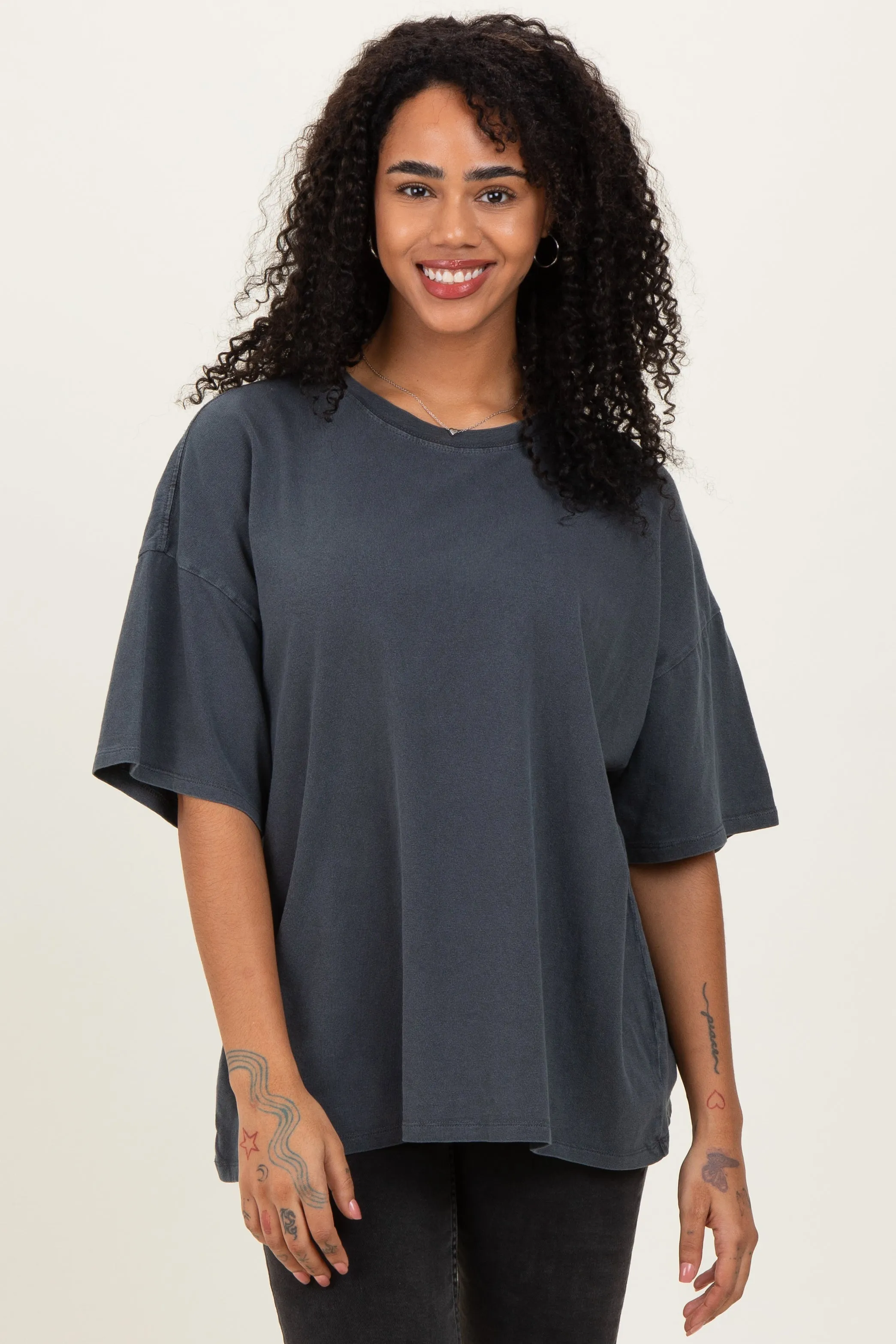 Charcoal Oversized Mineral Wash T-Shirt sold by Pinkblush product image thumbnail 2