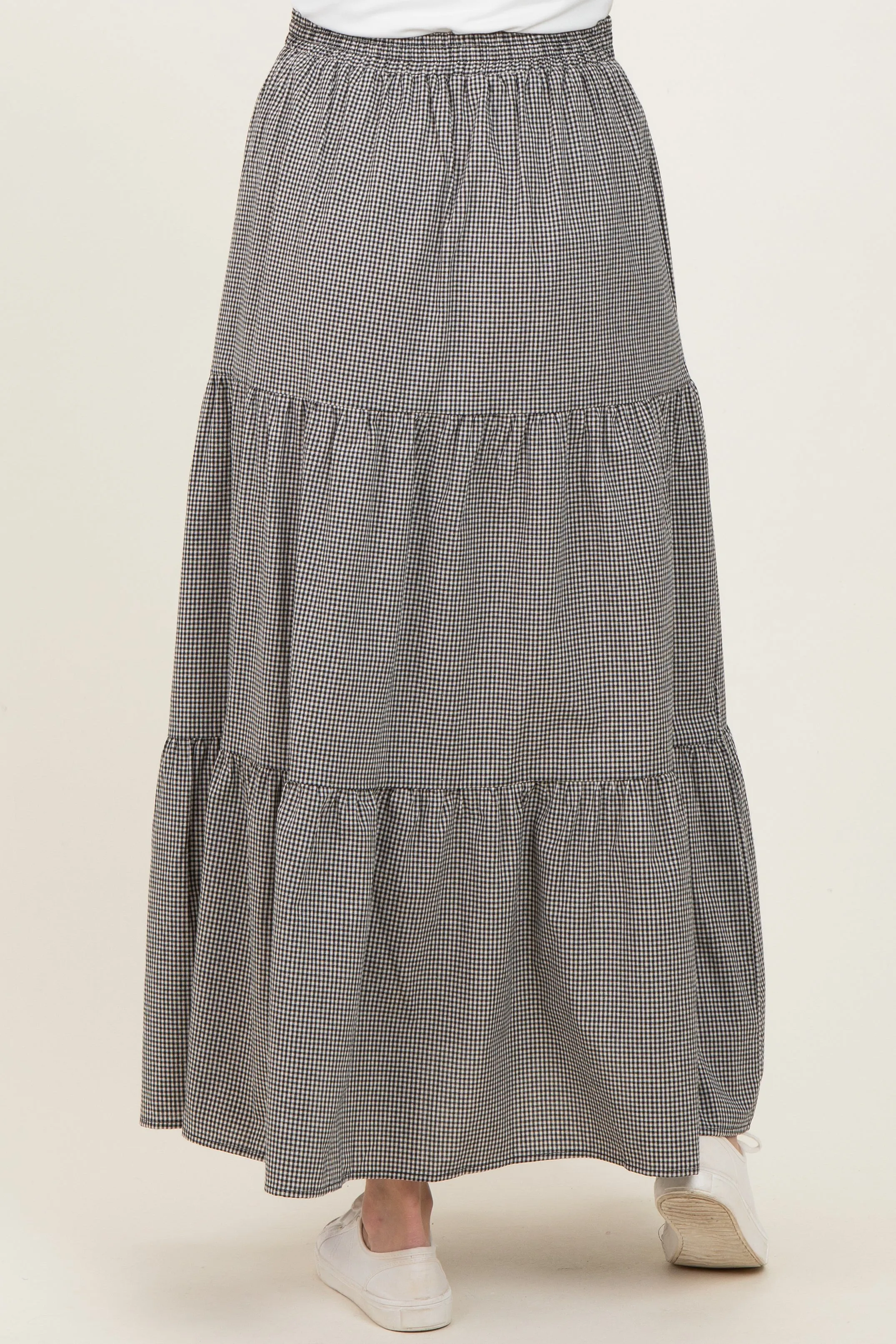 Black Gingham Tiered Maternity Maxi Skirt sold by Pinkblush product image thumbnail 4