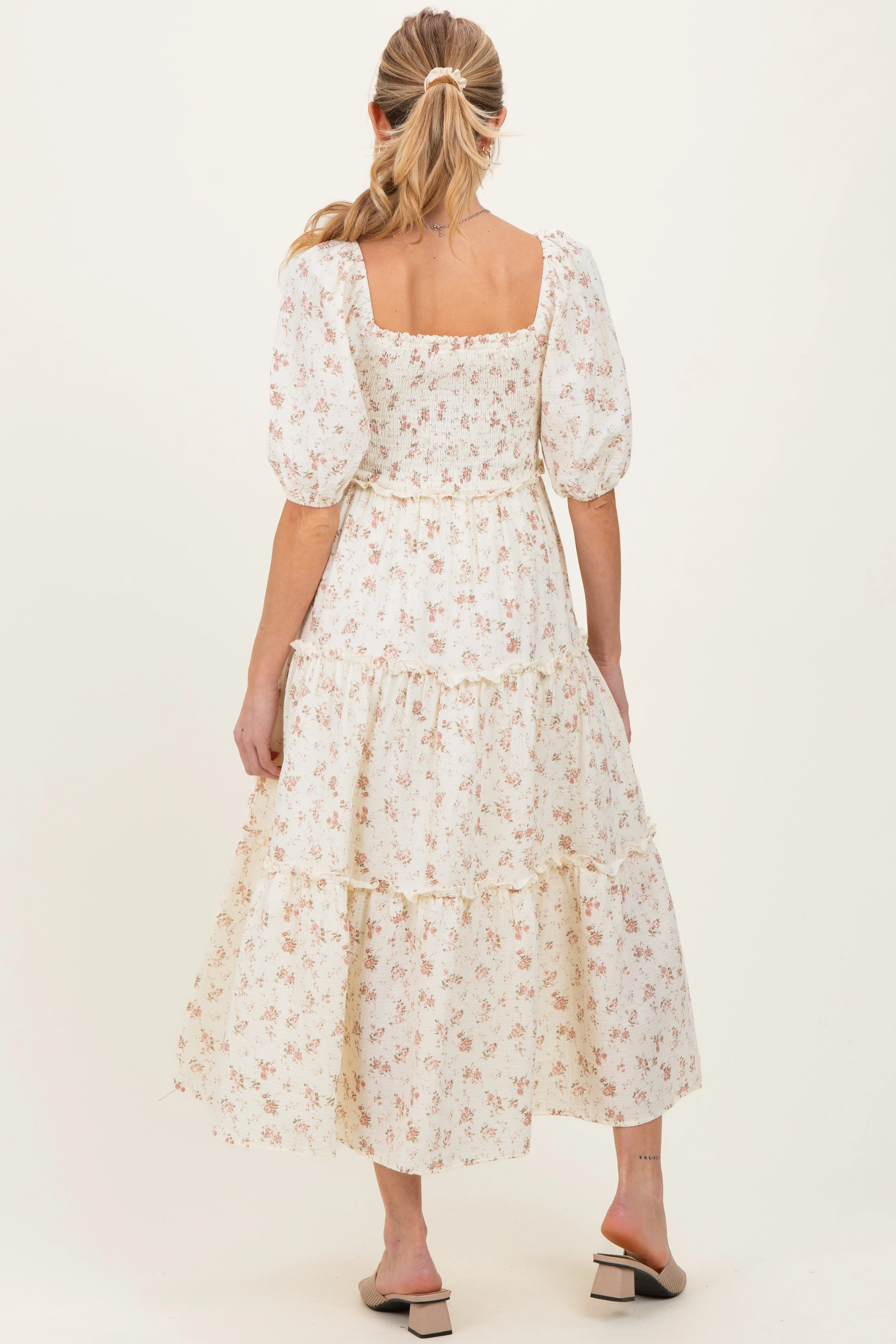 Ivory Rose Floral Smocked Maternity Maxi Dress sold by Pinkblush product image thumbnail 4