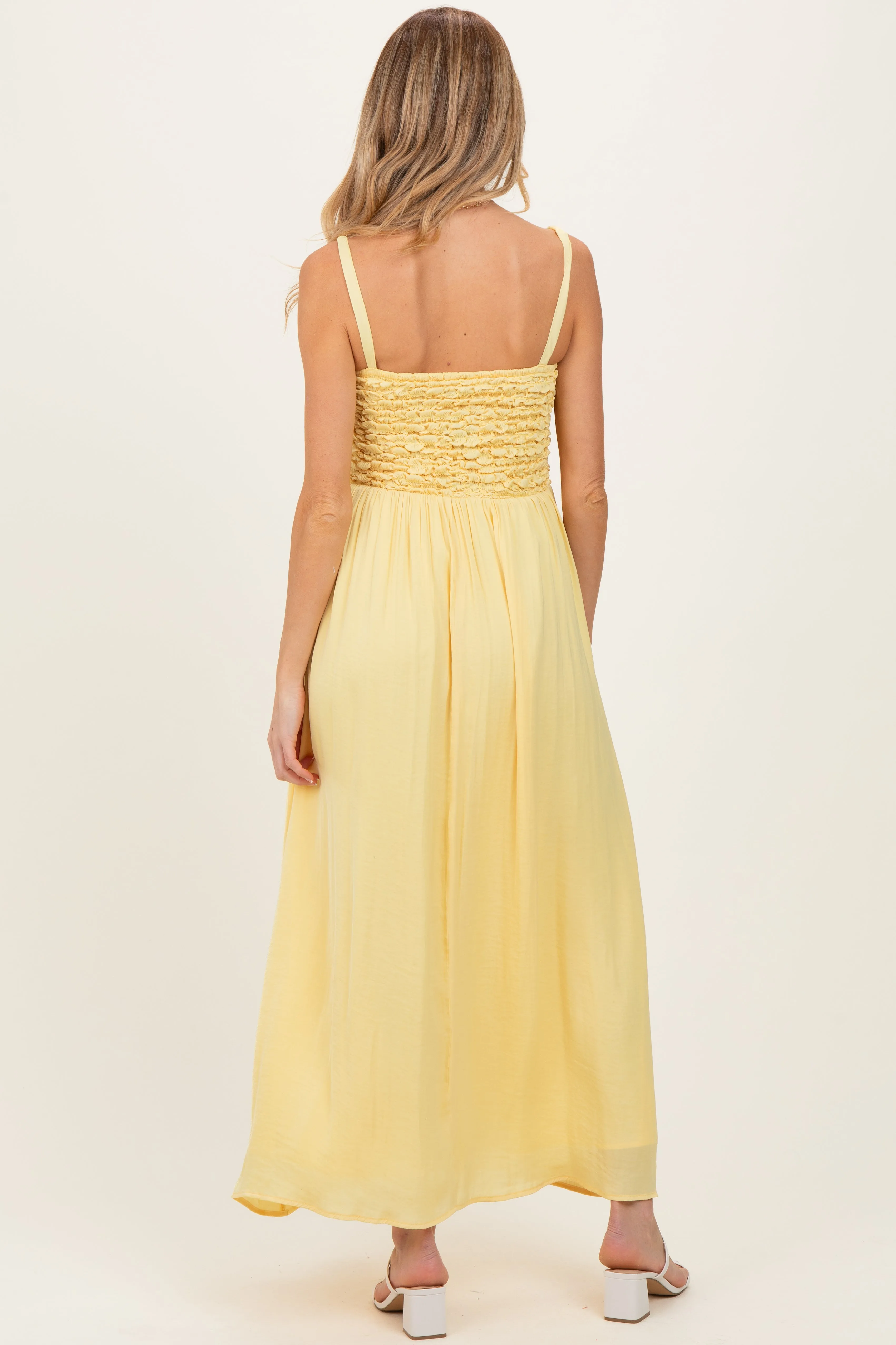 Banana Textured Smocked Maternity Maxi Dress sold by Pinkblush product image thumbnail 4