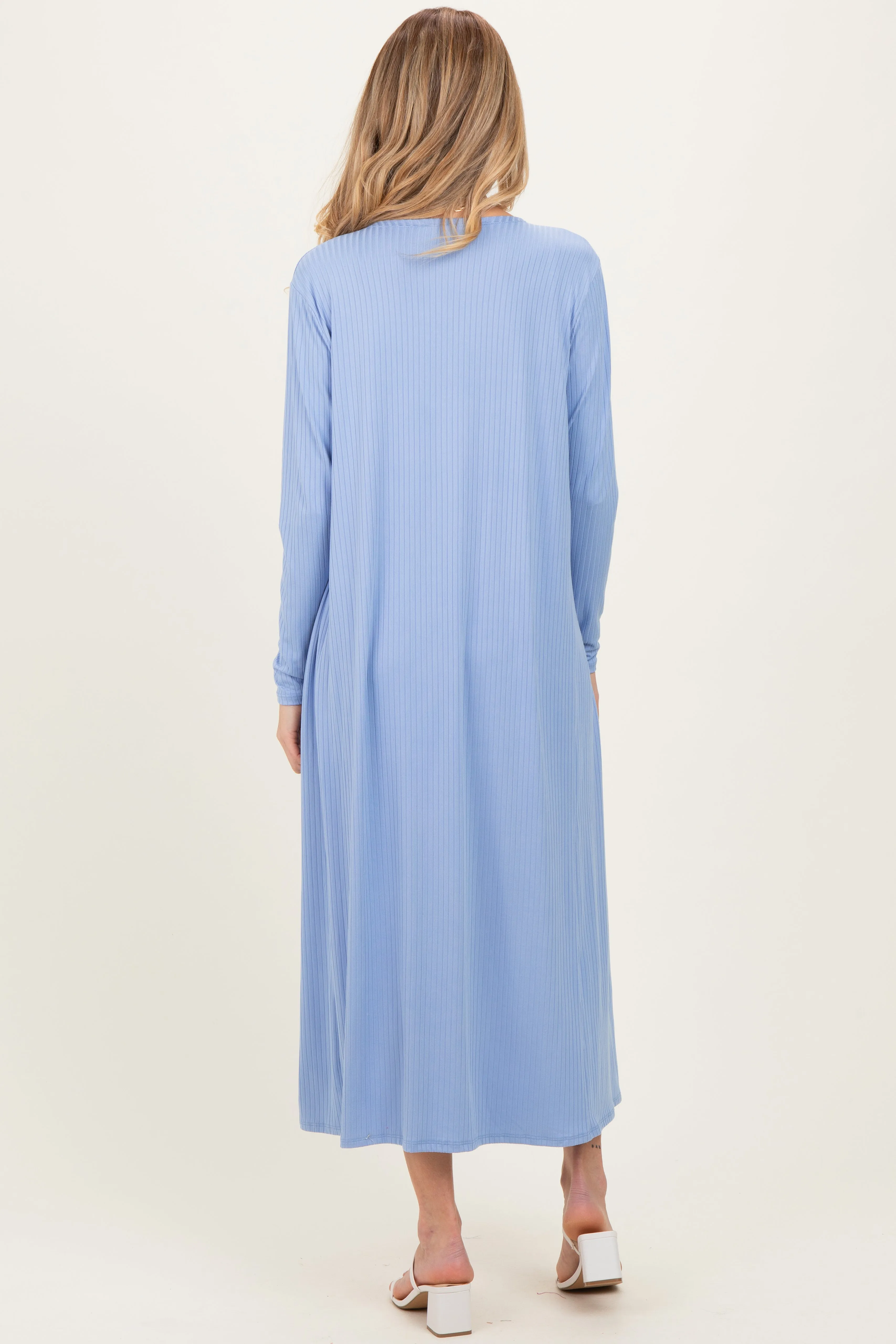 Blue Ribbed Cardigan 2 Piece Maternity Set sold by Pinkblush product image thumbnail 4