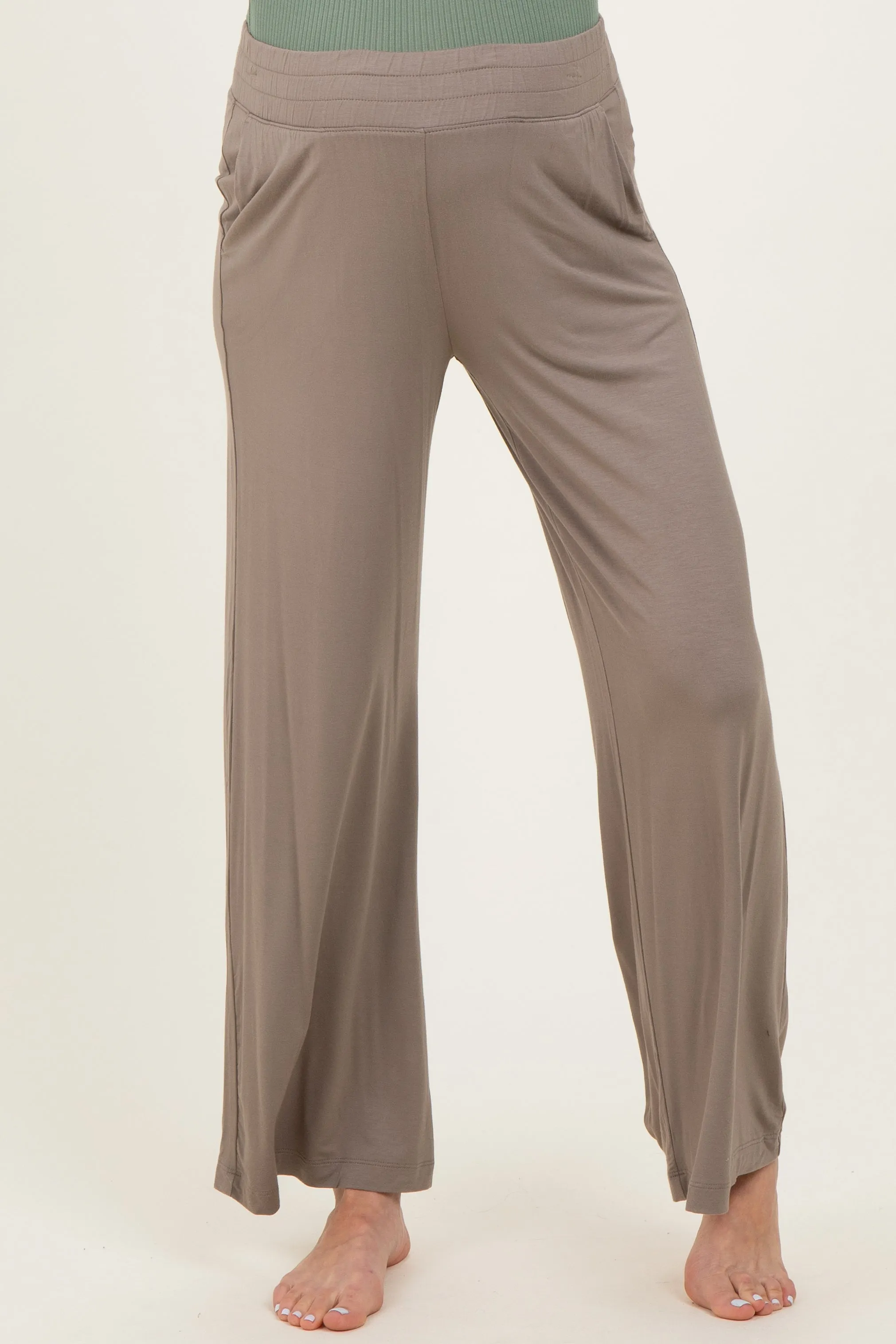 Taupe Ankle Wide Leg Maternity Pants sold by Pinkblush product image thumbnail 3