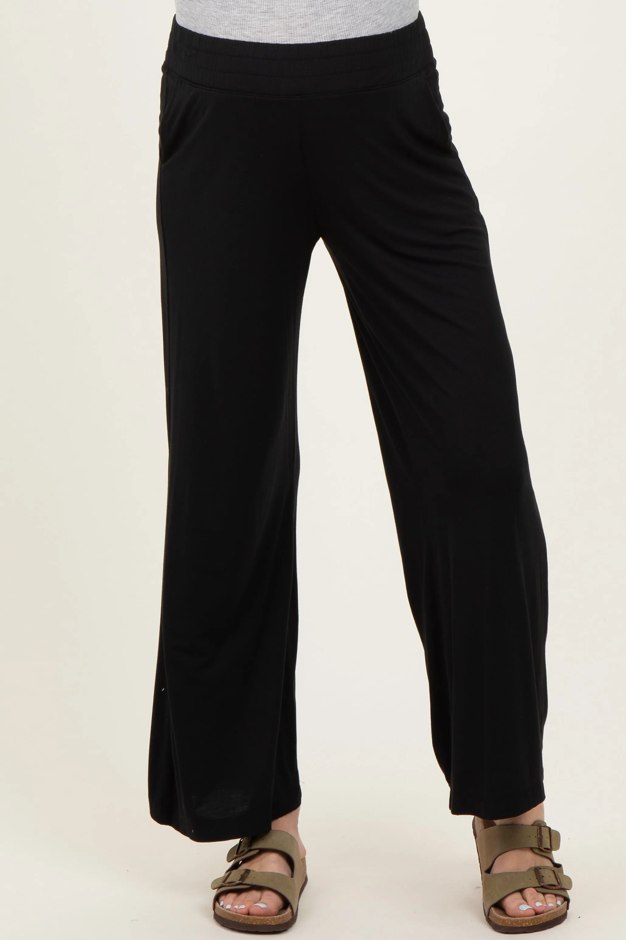 Black Ankle Wide Leg Maternity Pants sold by Pinkblush product image thumbnail 3