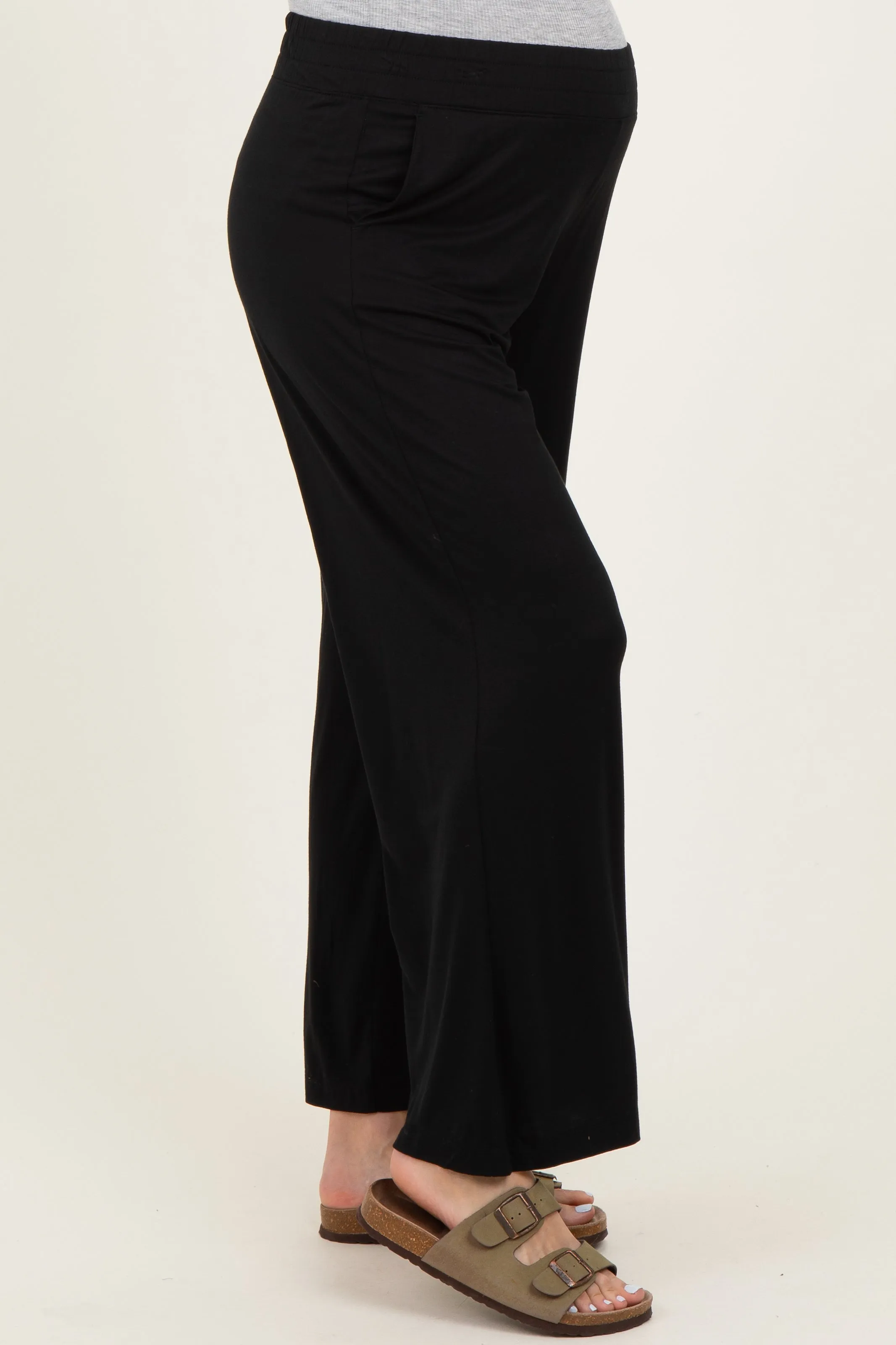 Black Ankle Wide Leg Maternity Pants sold by Pinkblush product image thumbnail 4