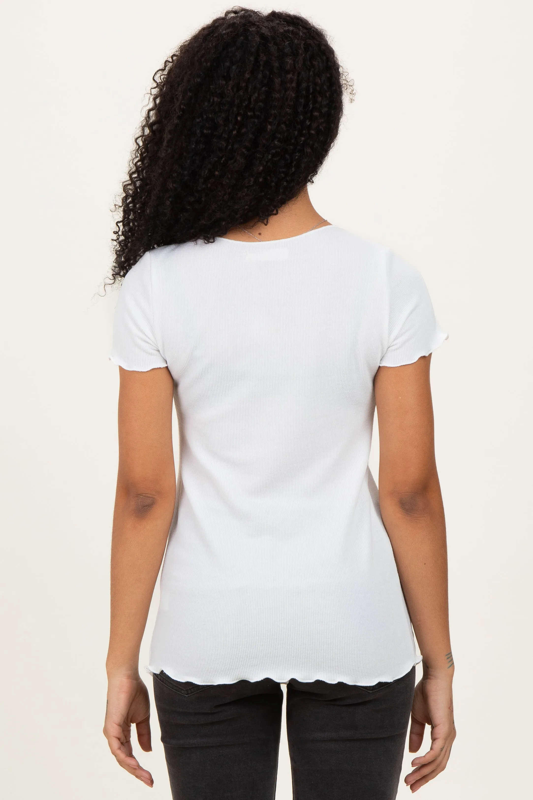 White Ruffle Edge Short Sleeve Top sold by Pinkblush product image thumbnail 3