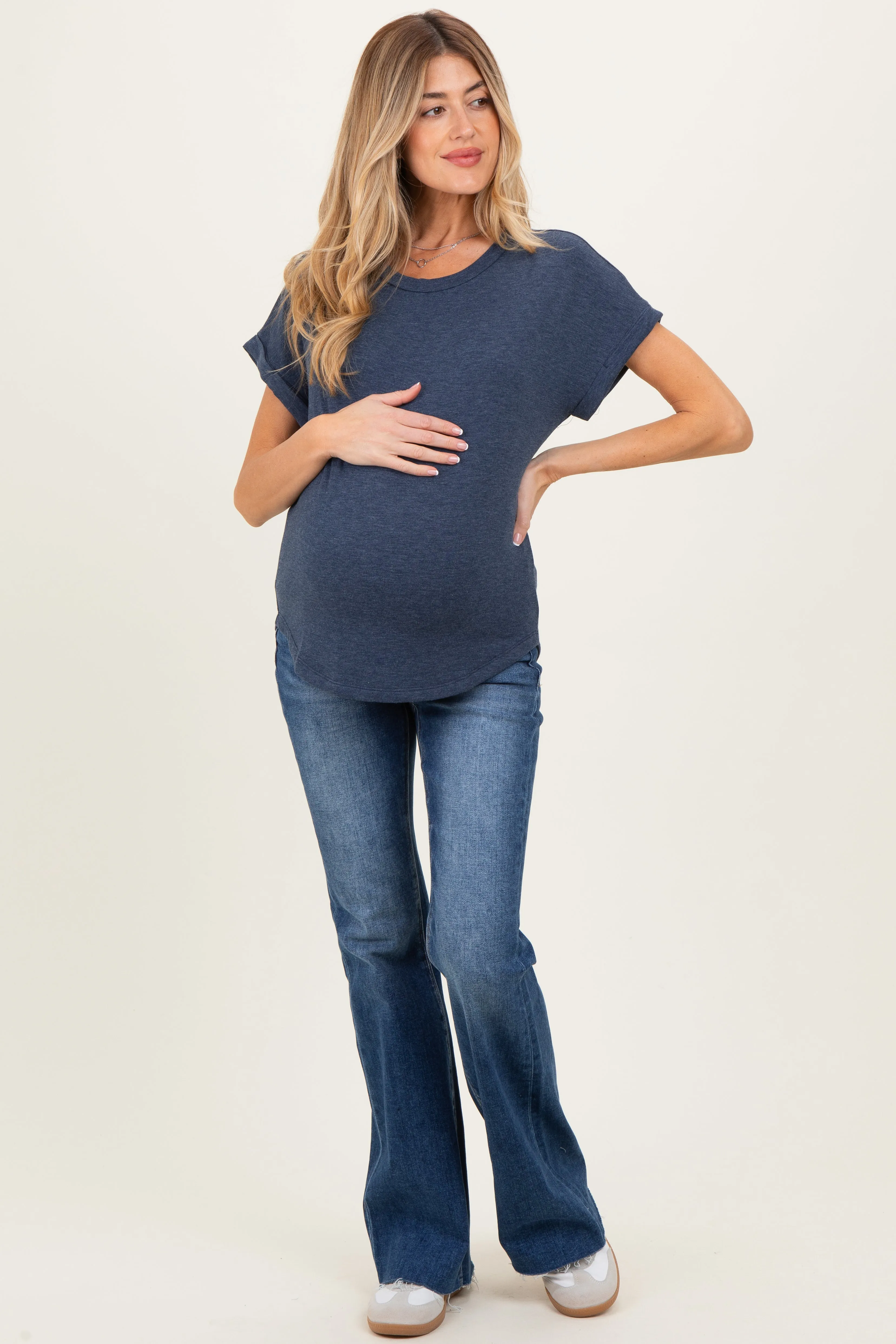 Navy French Terry Maternity Top sold by Pinkblush product image thumbnail 2