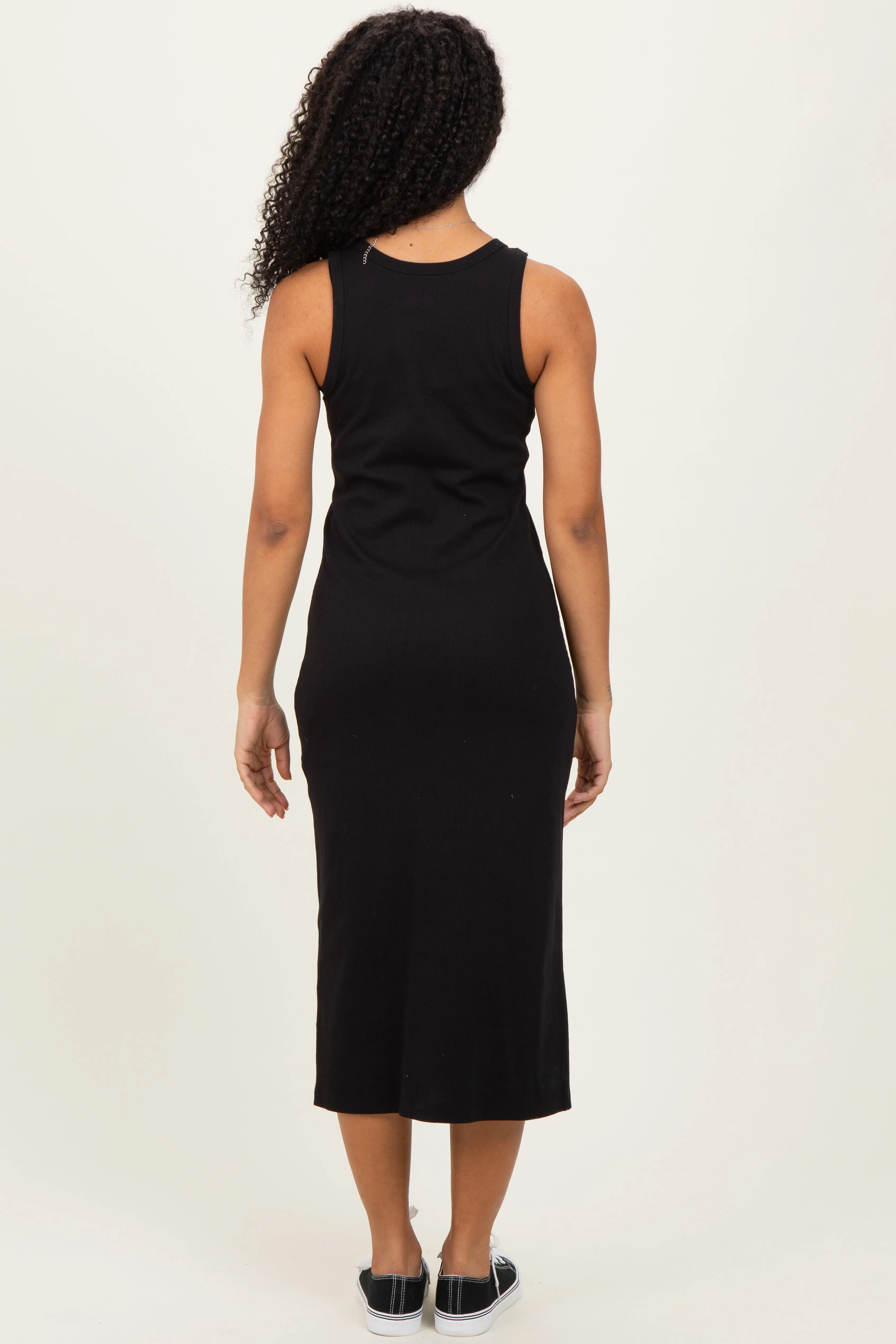 Black Ribbed Tank Midi Dress sold by Pinkblush product image thumbnail 4