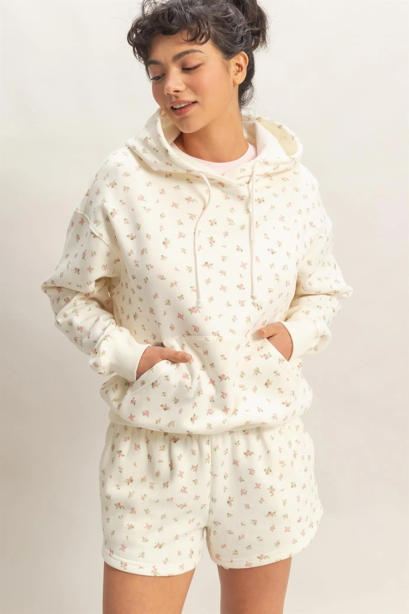 Pink Floral French Terry Maternity Hoodie sold by Pinkblush product image thumbnail 5