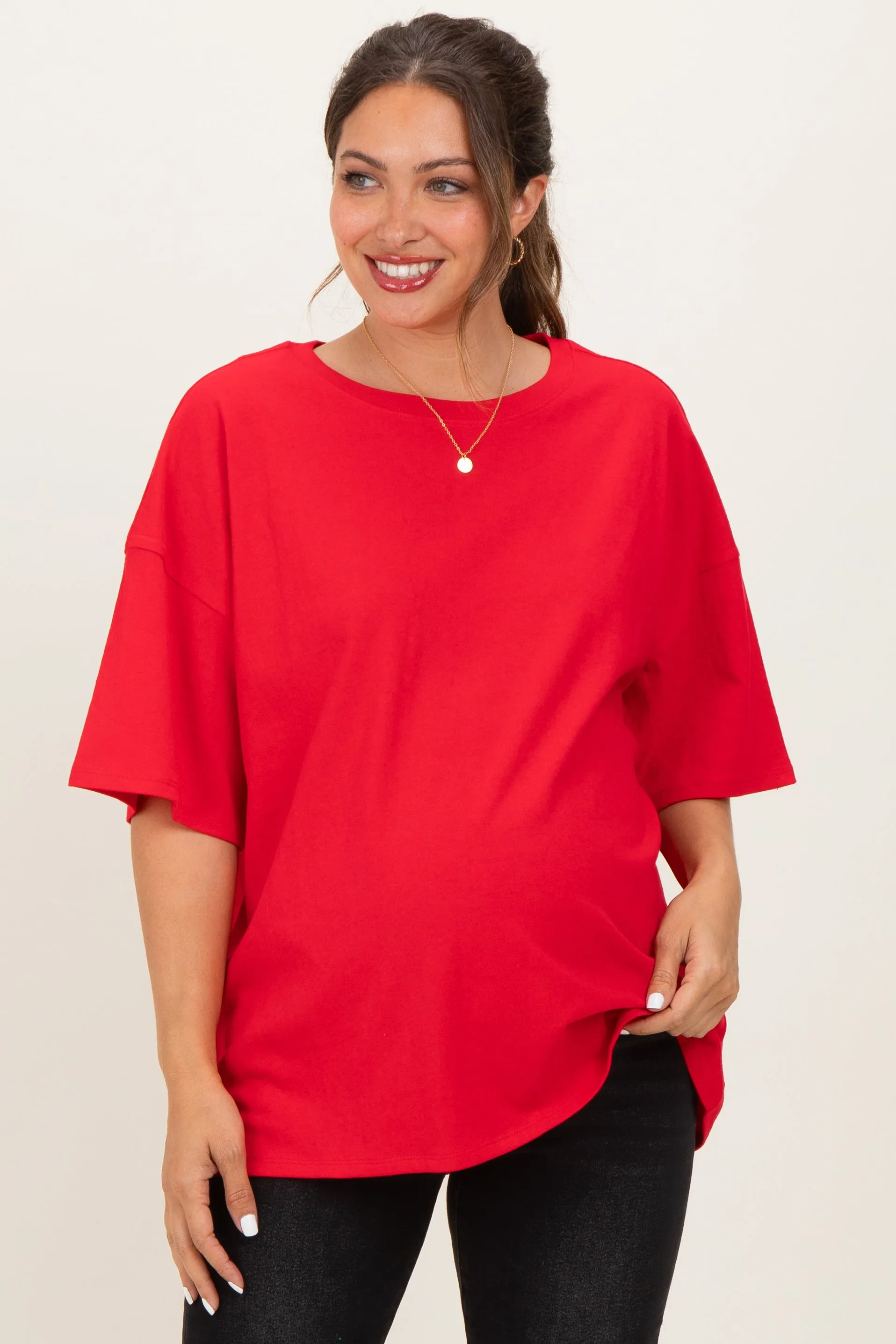Ruby Cotton Oversized Maternity Tee sold by Pinkblush