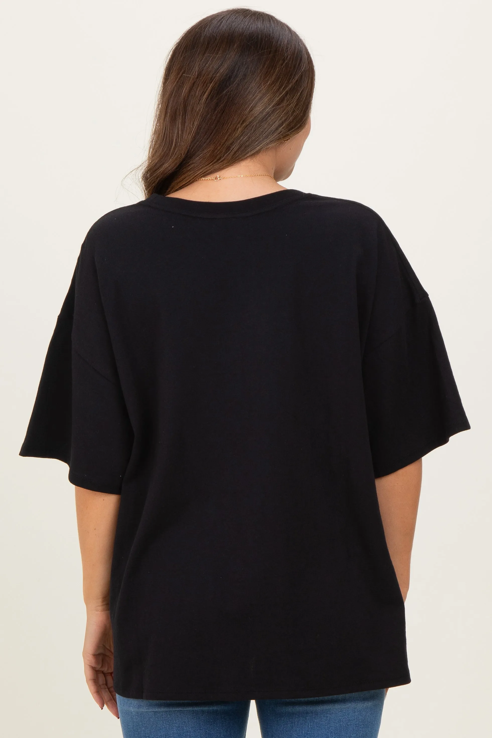 Black Cotton Oversized Maternity Tee sold by Pinkblush product image thumbnail 3