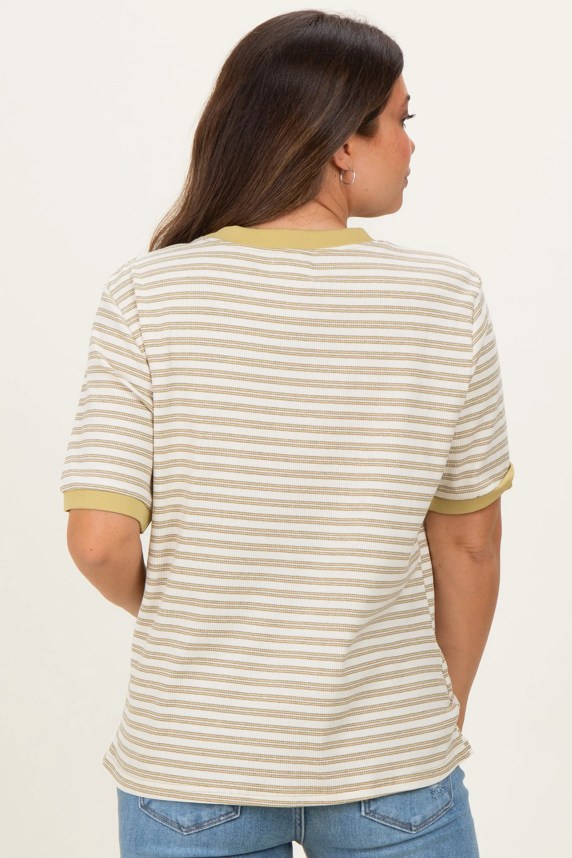 Yellow Striped Short Sleeve Maternity T-Shirt sold by Pinkblush product image thumbnail 4