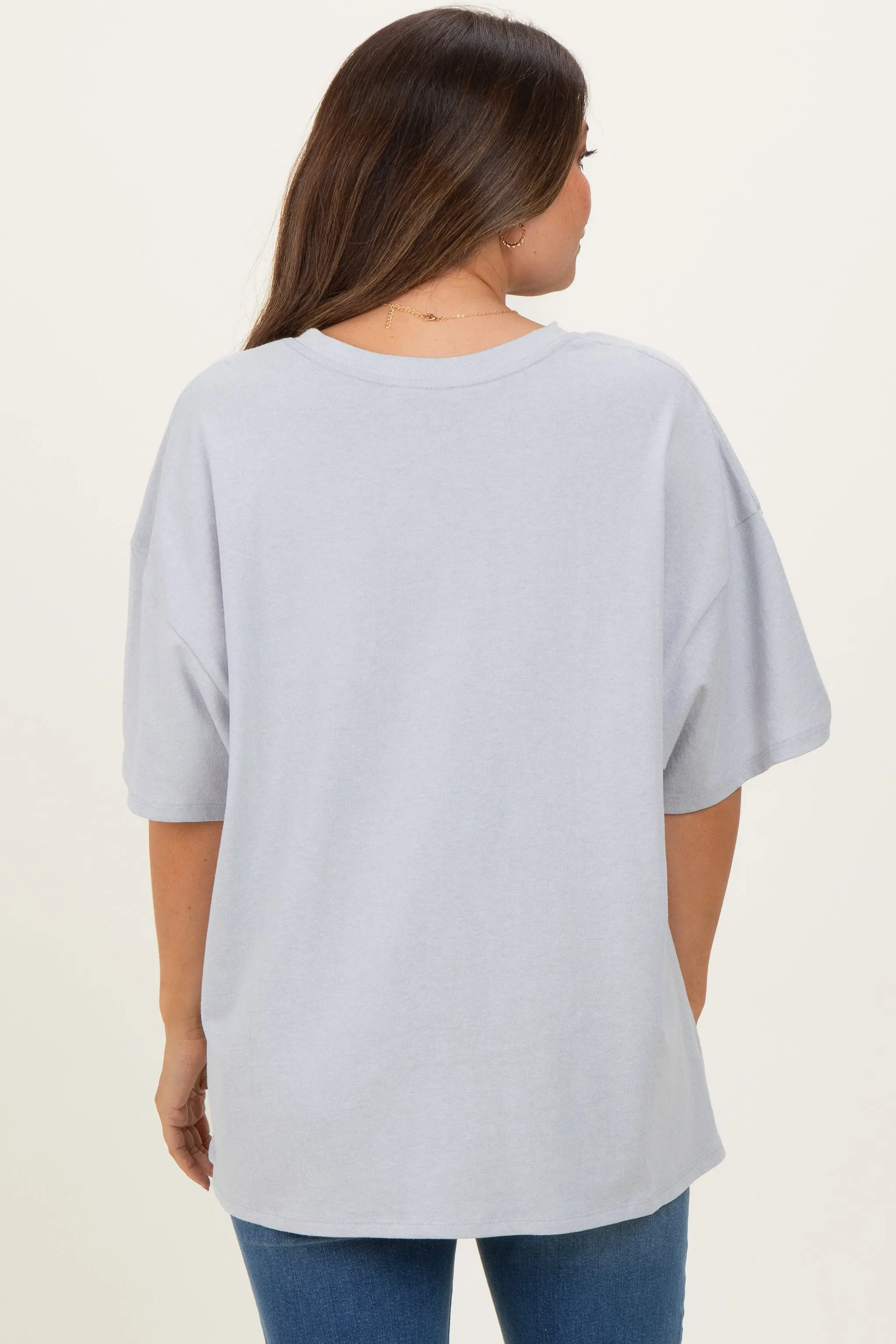Heather Grey Cotton Oversized Maternity Tee sold by Pinkblush product image thumbnail 4